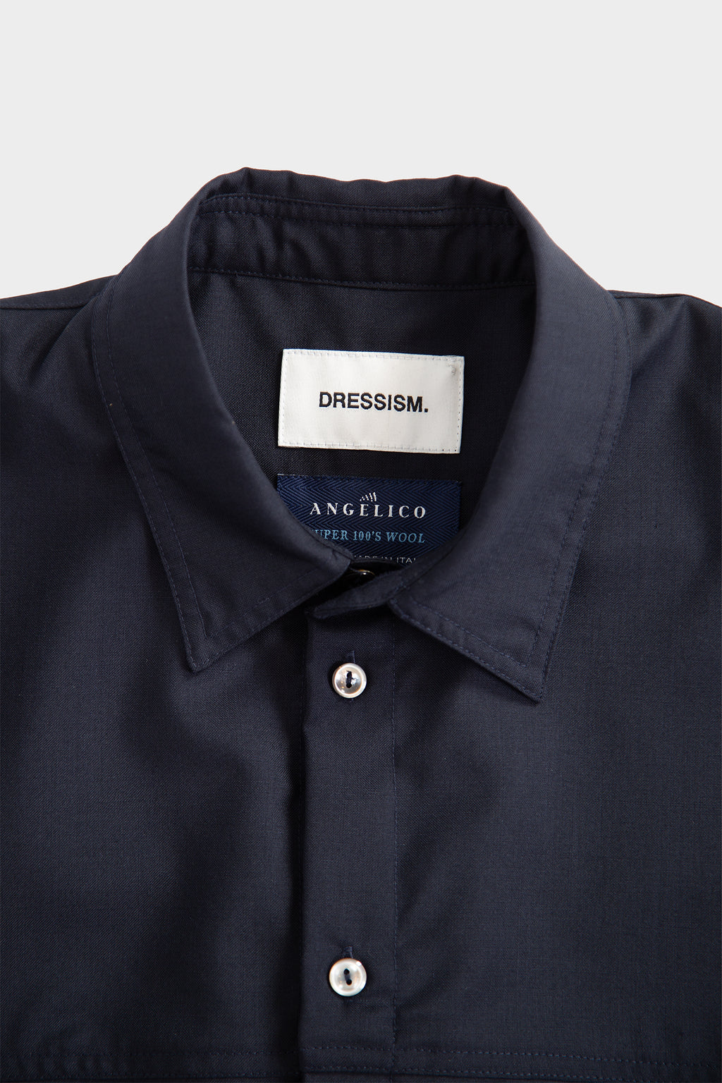 Overshirt in frescolana blu navy con maniche lunghe