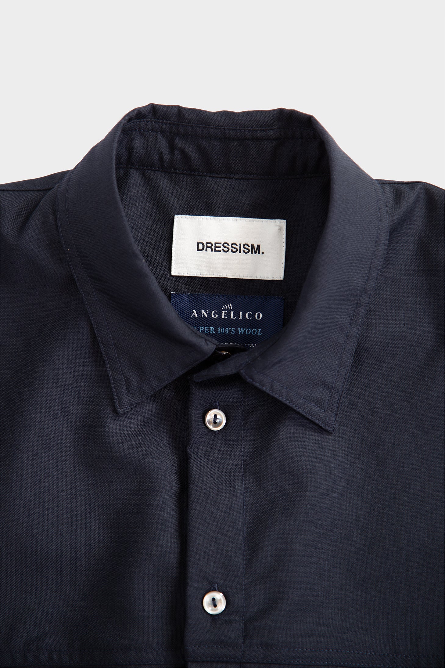 Overshirt in frescolana blu navy con maniche lunghe