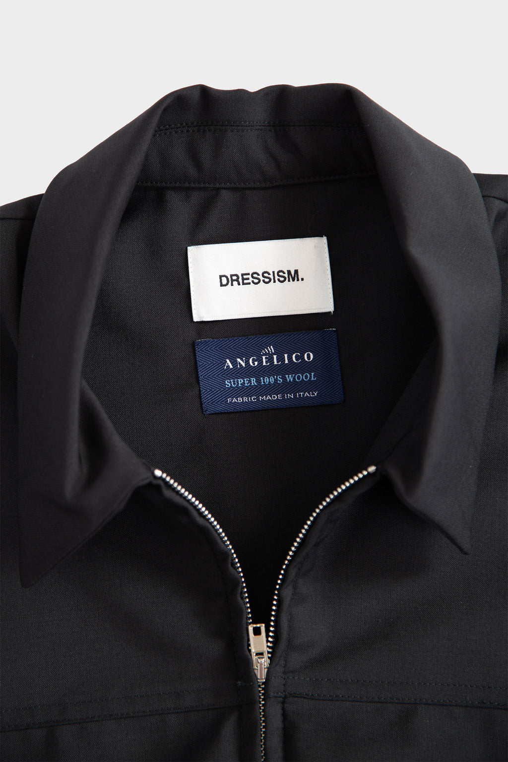 Camicia nera in frescolana con zip