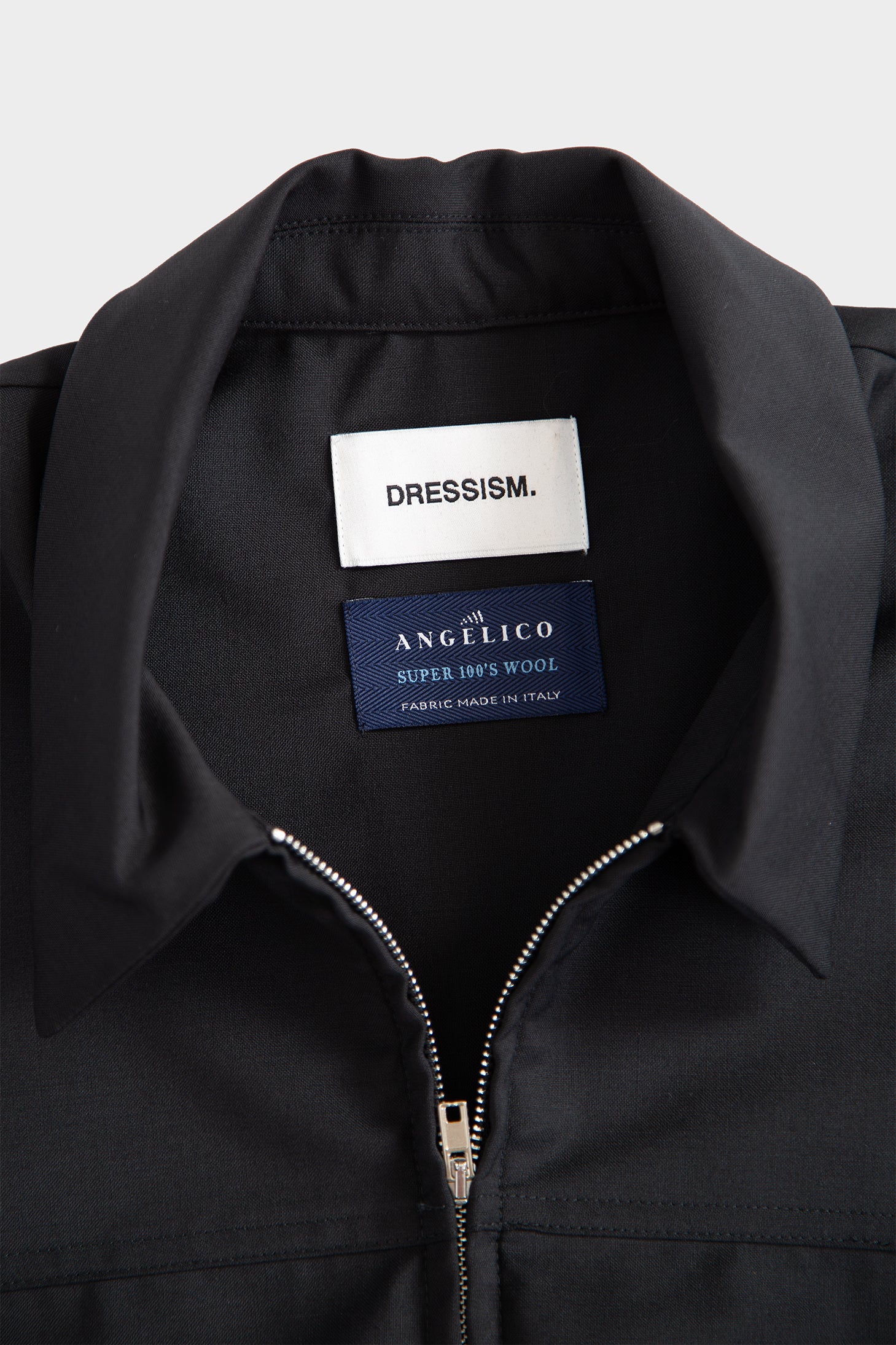 Camicia nera in frescolana con zip