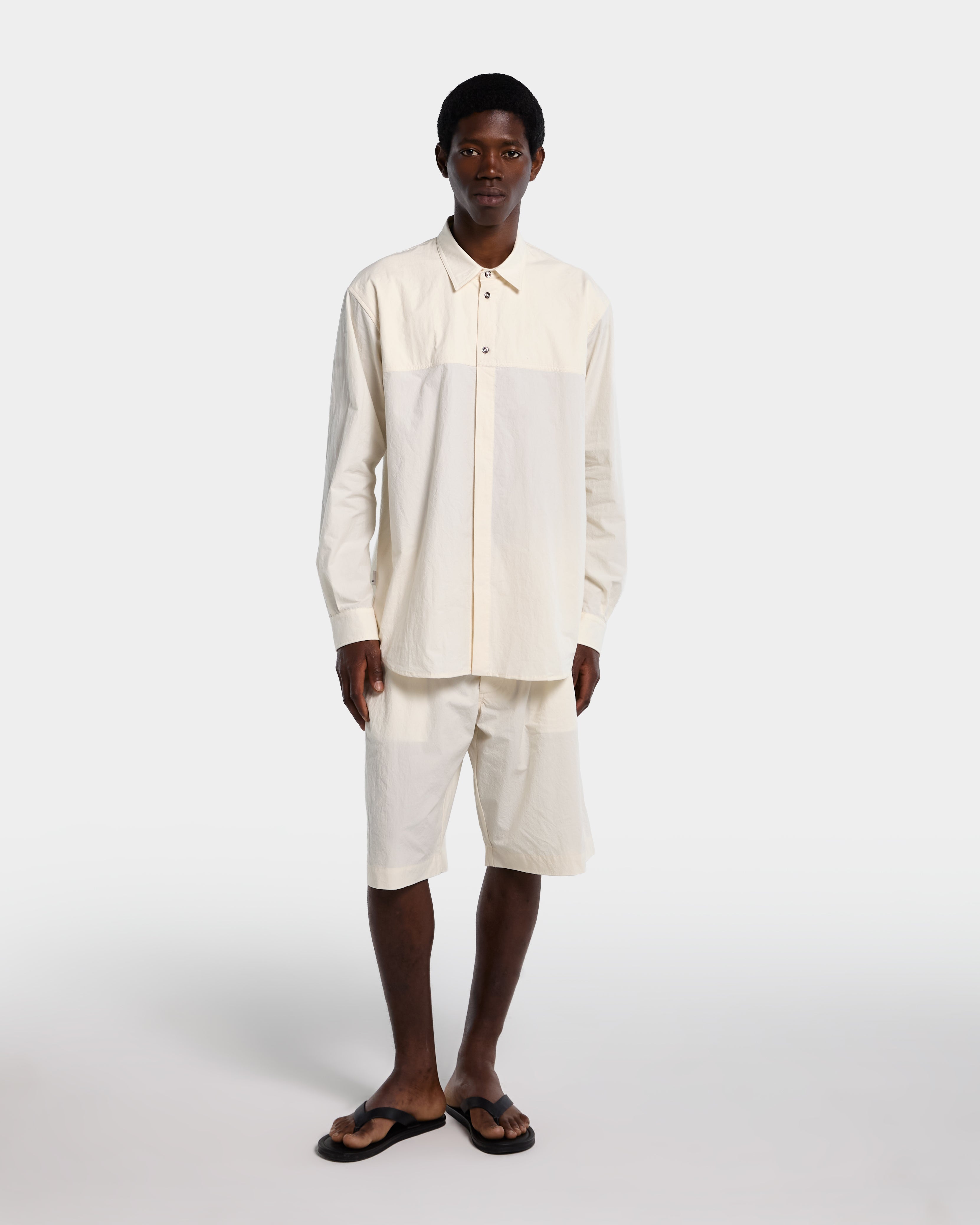 CHEST CUT OVERSHIRT-Panna