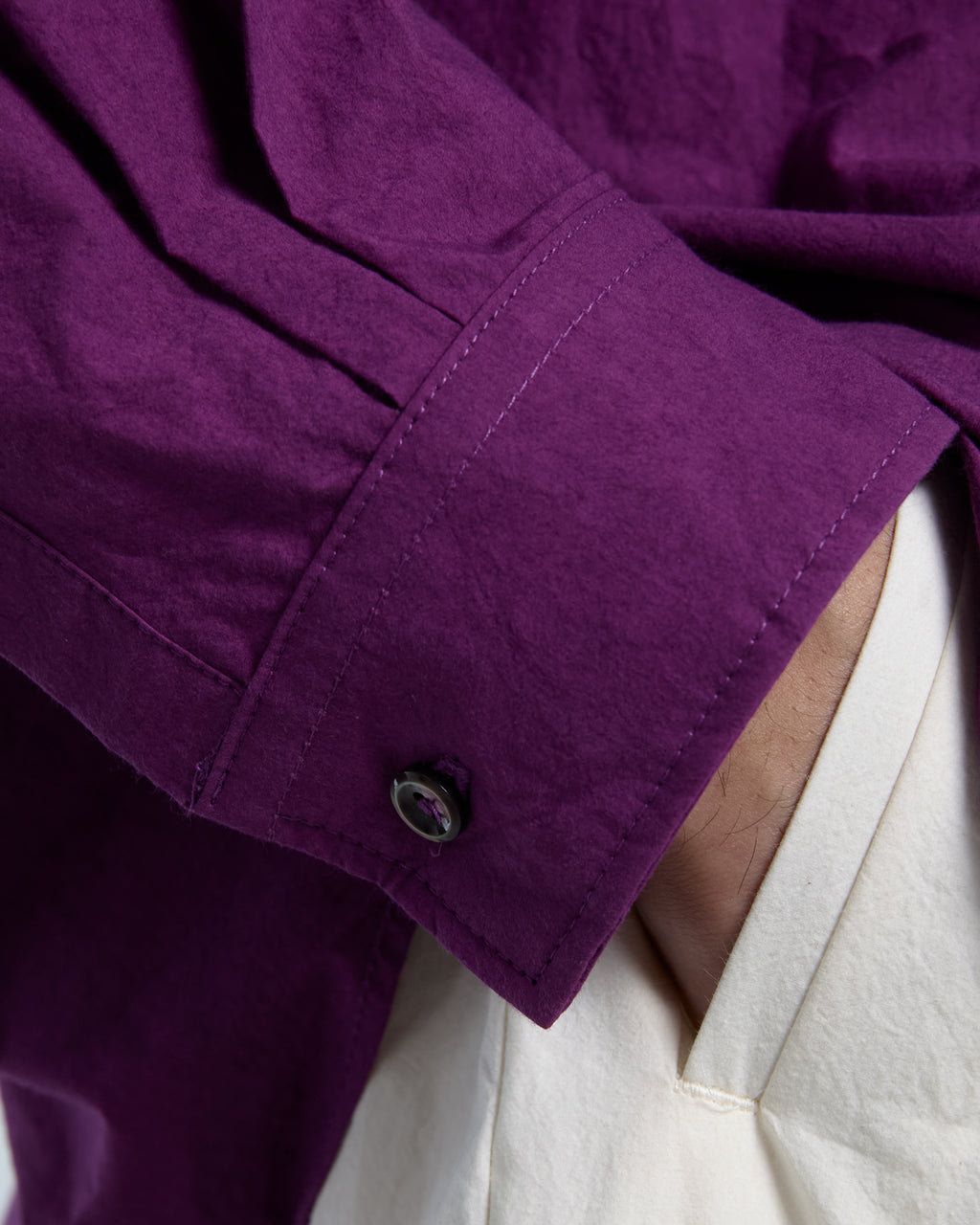 Overshirt in popeline di cotone color ciclamino