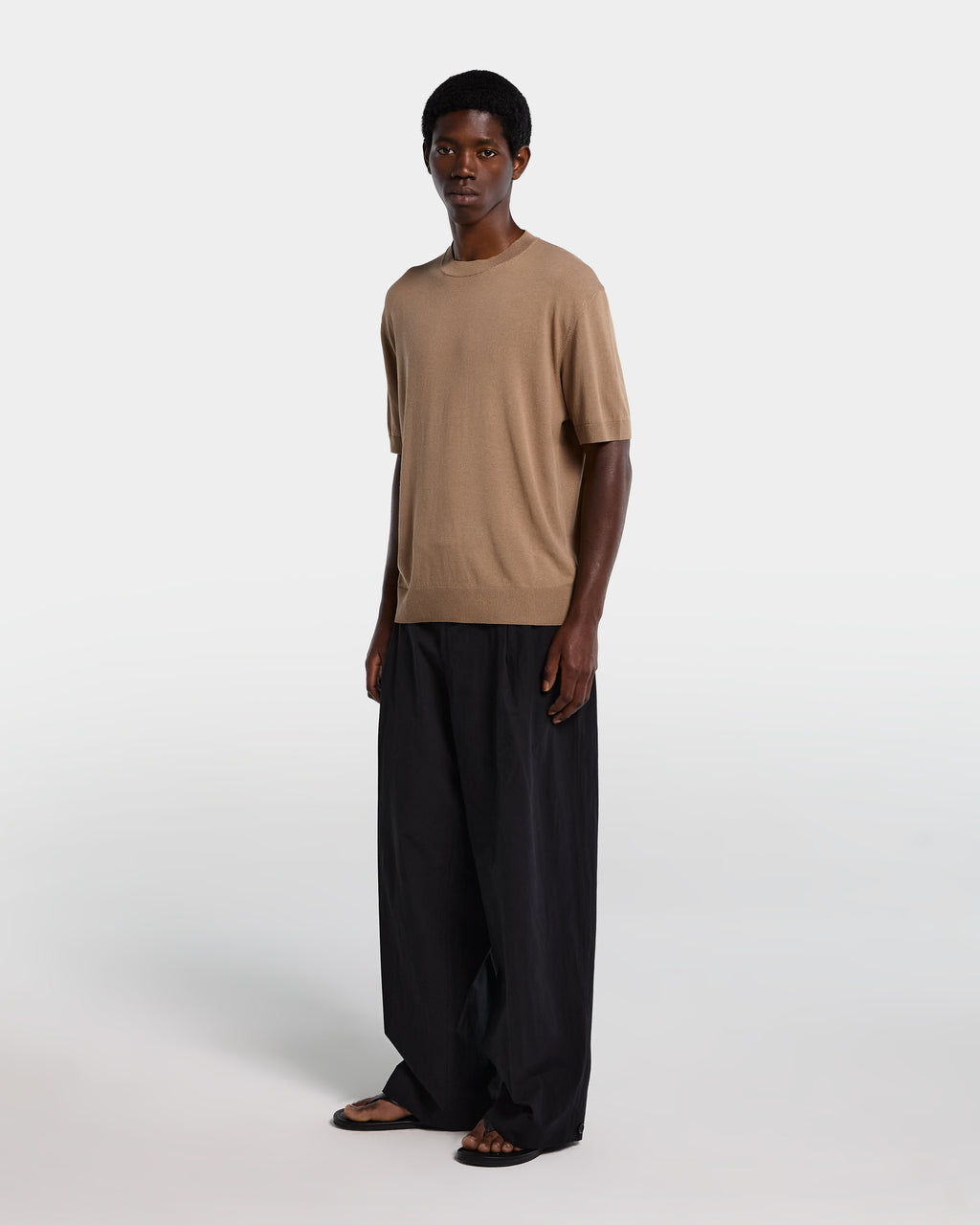 T-shirt in viscosa color cammello