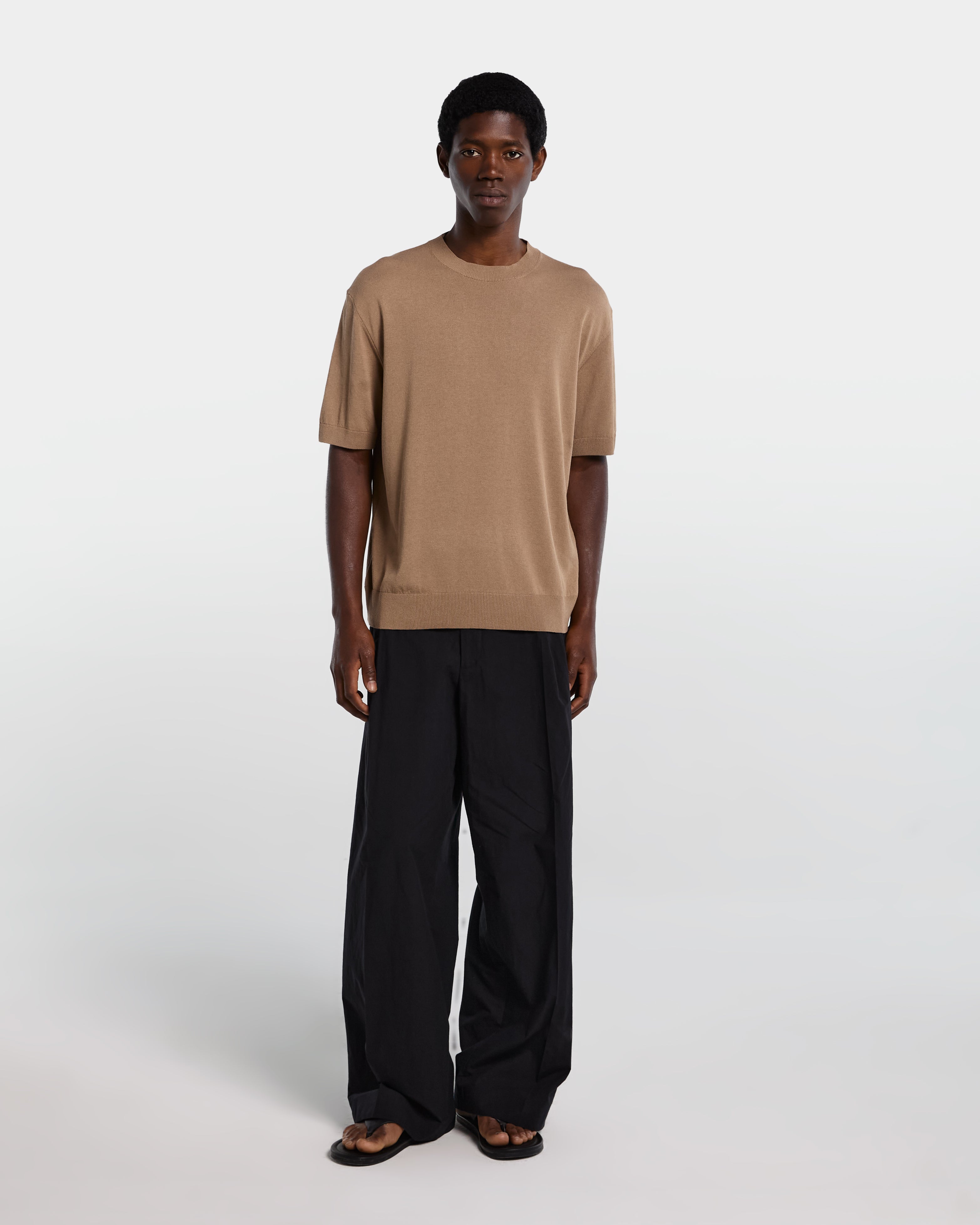 T-shirt in viscosa color cammello