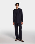 Overshirt in frescolana blu navy con maniche lunghe