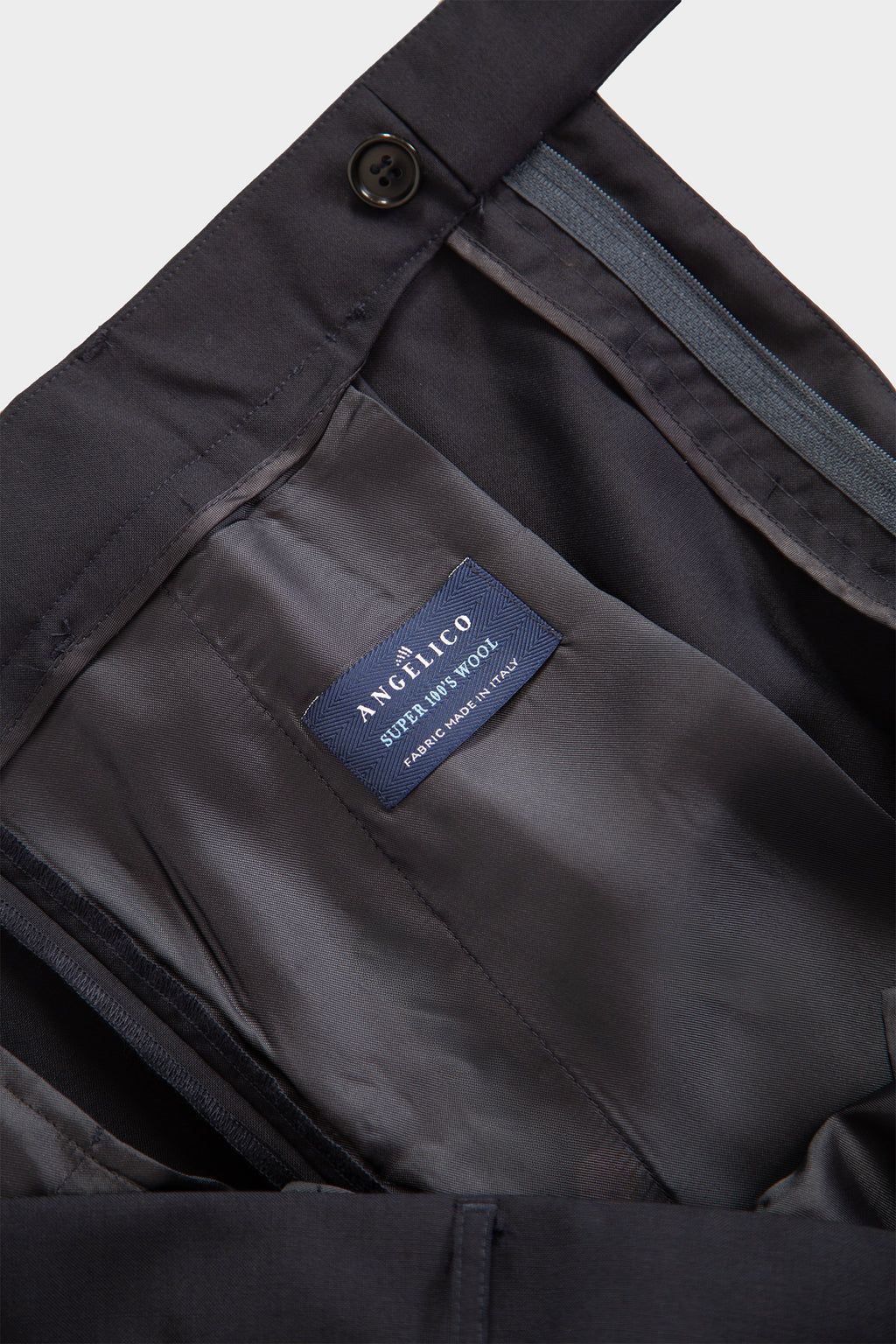 Pantalone blu navy in frescolana con vita regolabile