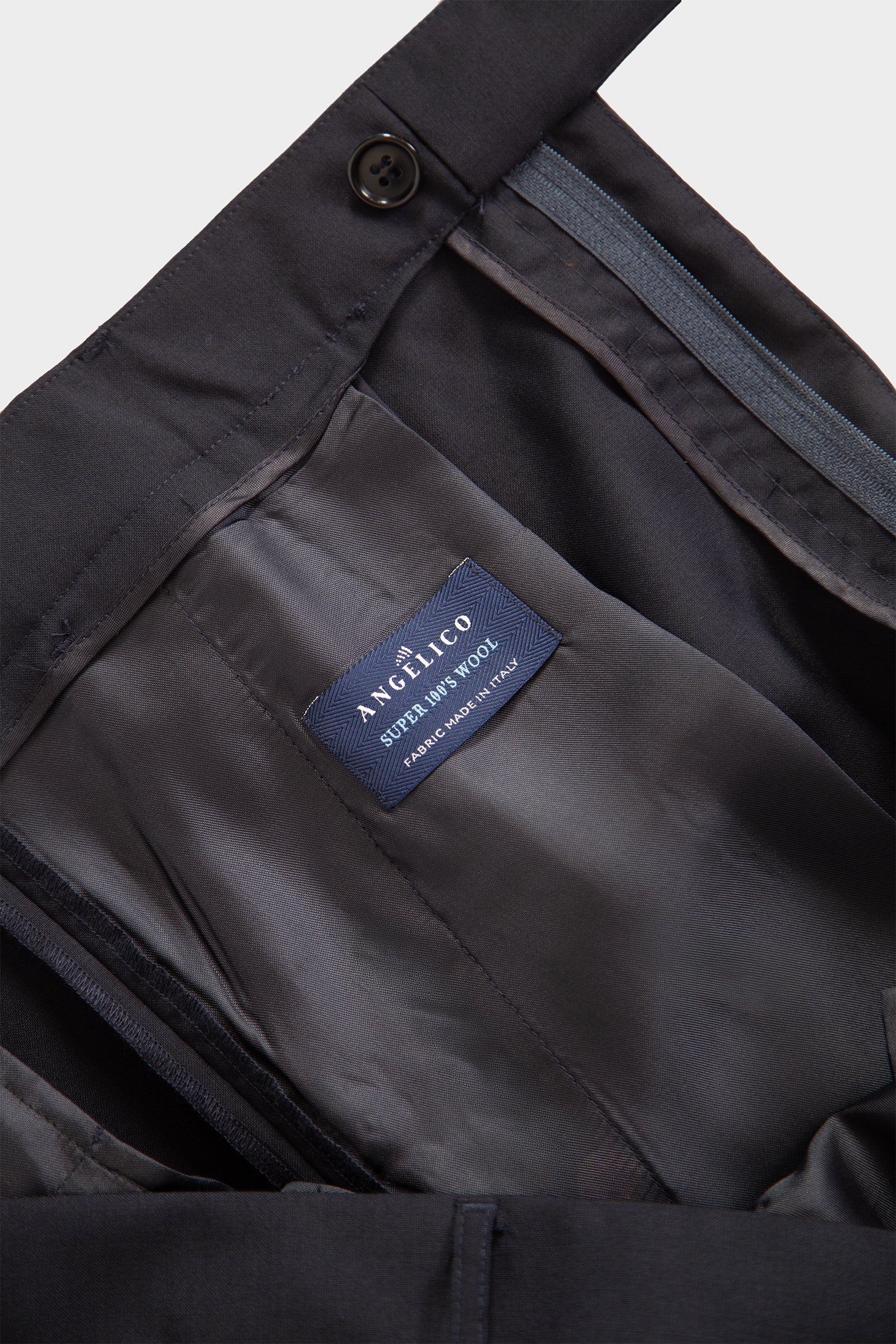 Pantalone blu navy in frescolana con vita regolabile