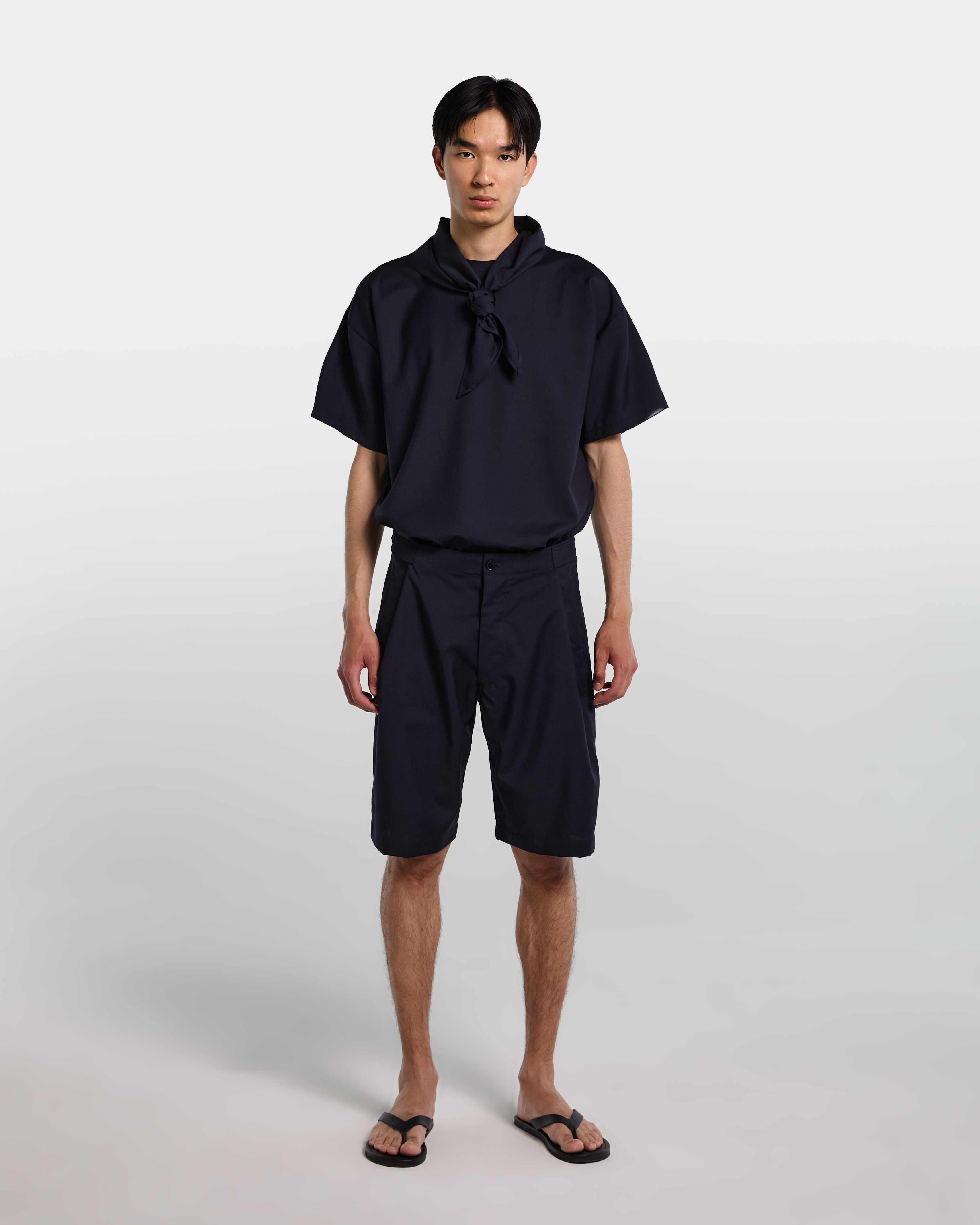 Bermuda baggy in frescolana blu navy