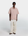 Camicia in popeline rosa con zip e maniche corte