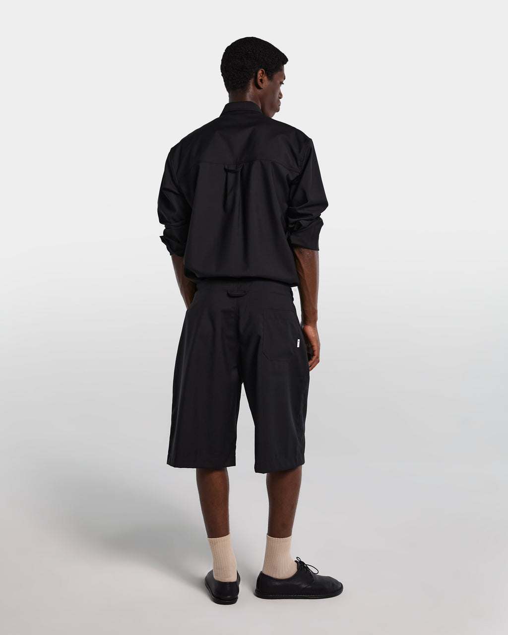Bermuda baggy in frescolana nero