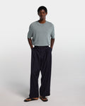 Pantalone blu navy in frescolana con vita regolabile
