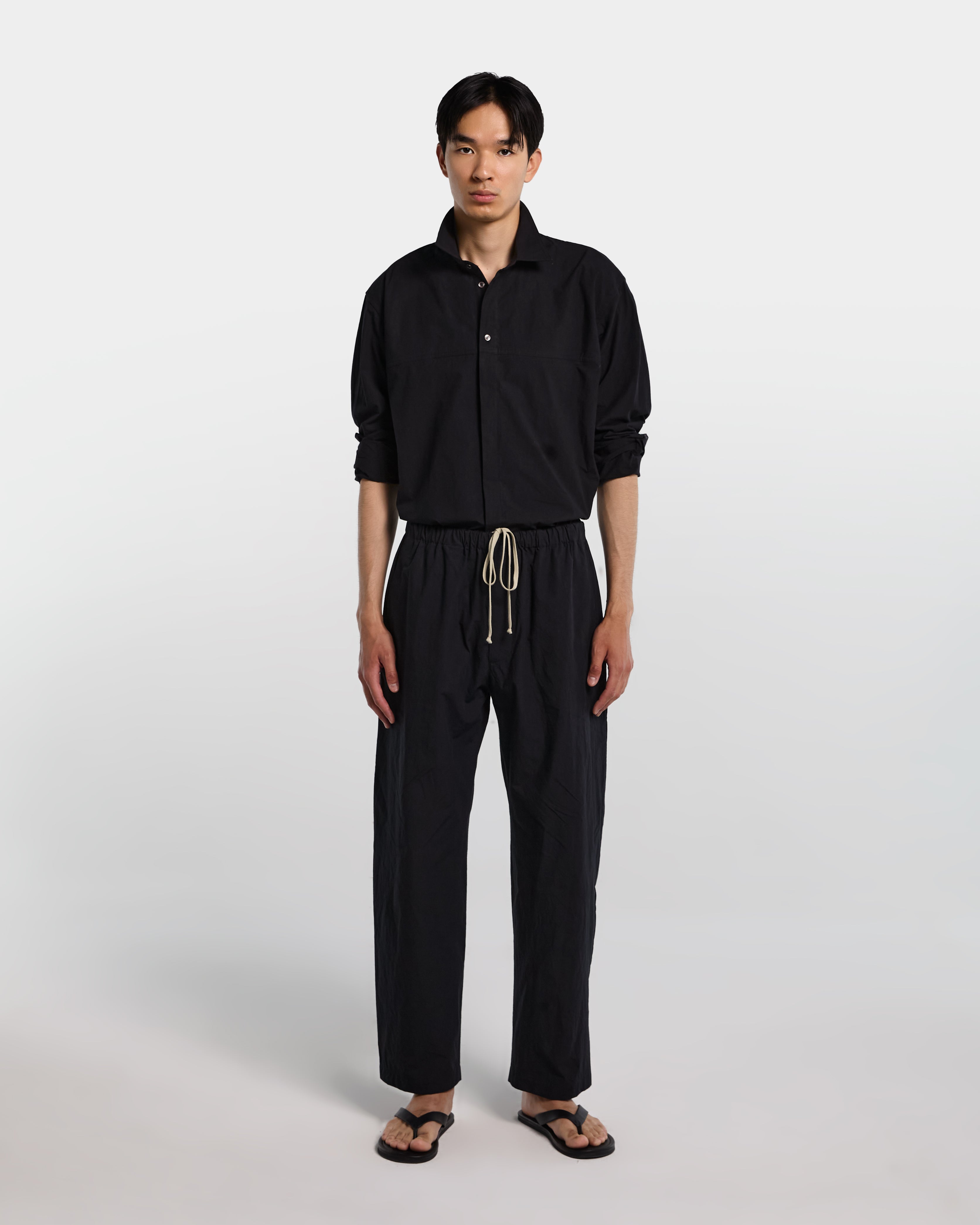 Pantalone loose fit in popeline di cotone nero