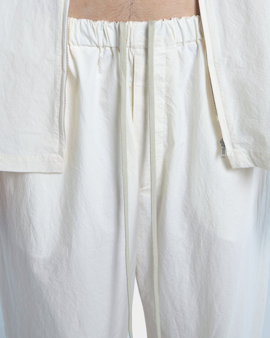 Pantalone loose fit in popeline di cotone panna