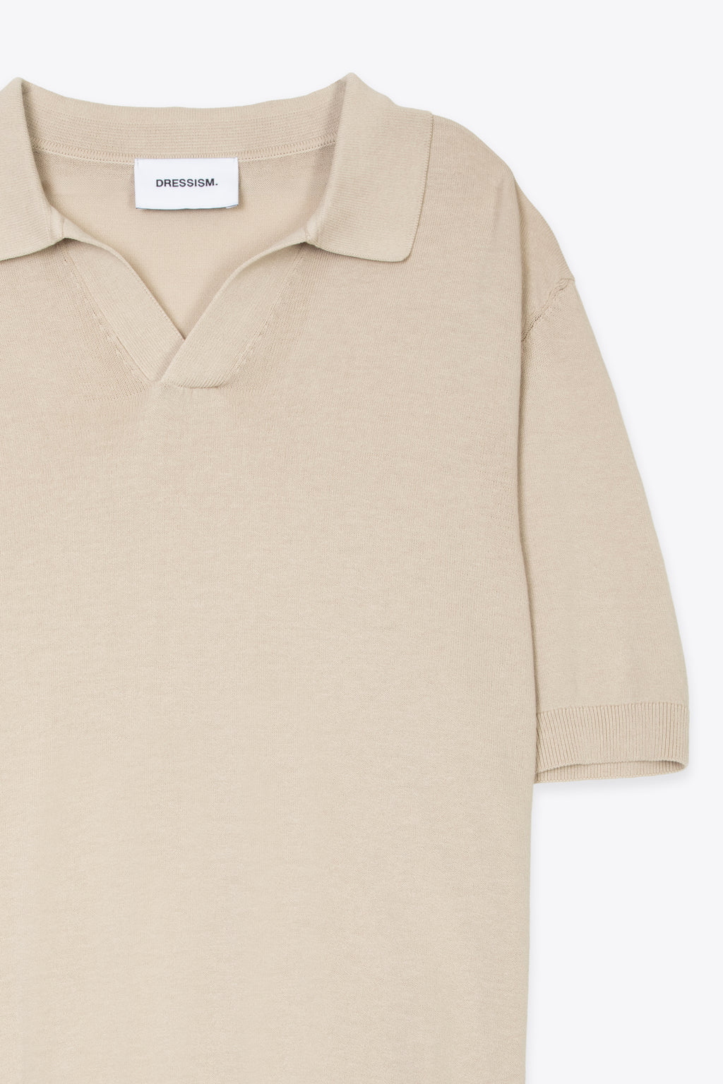 Polo in cotone color sabbia con collo aperto