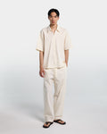 Camicia in popeline panna con zip e maniche corte