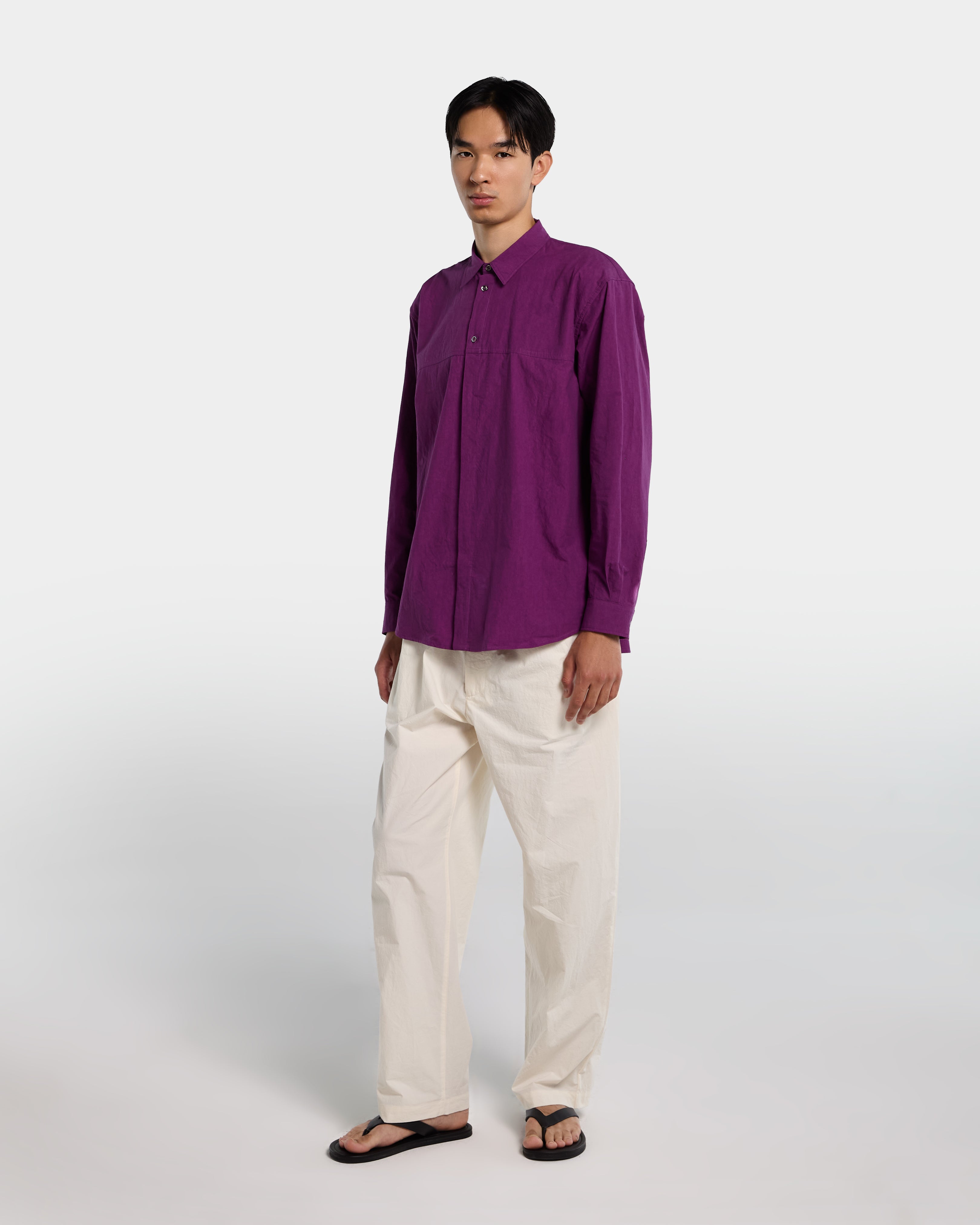 Overshirt in popeline di cotone color ciclamino