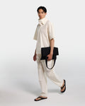 Pantalone loose fit in popeline di cotone panna