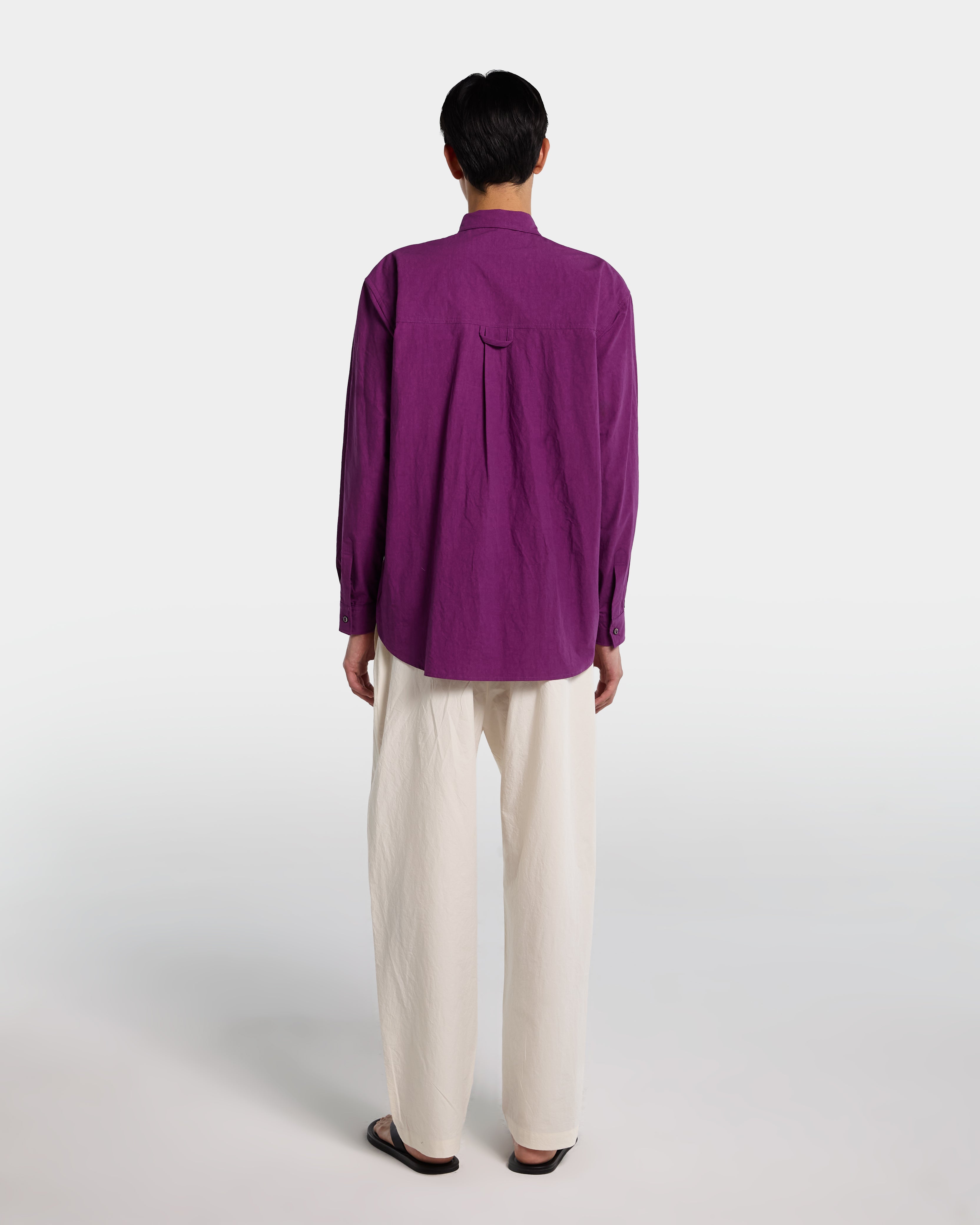 Overshirt in popeline di cotone color ciclamino