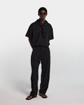 Pantalone nero loose fit in frescolana