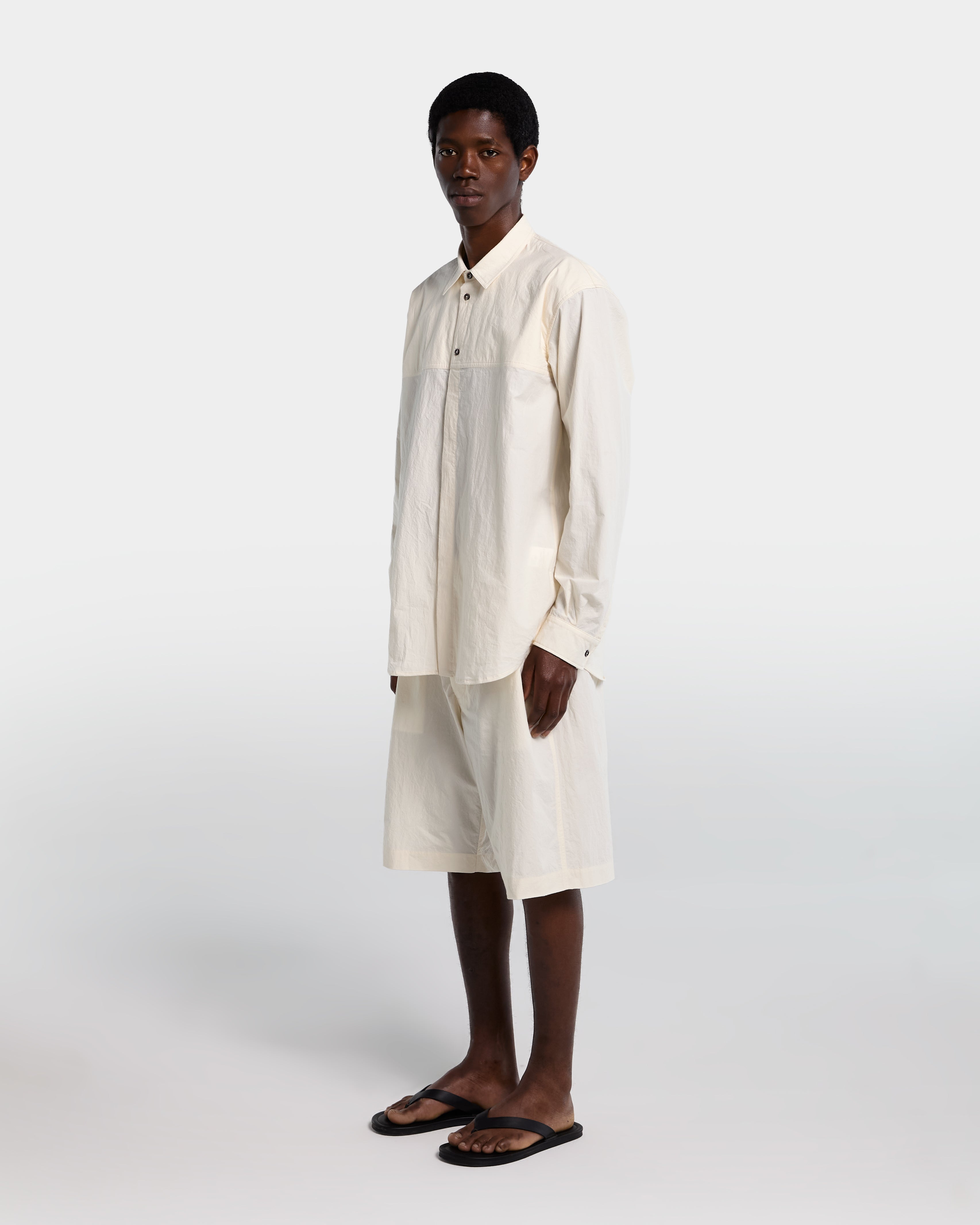 CHEST CUT OVERSHIRT-Panna