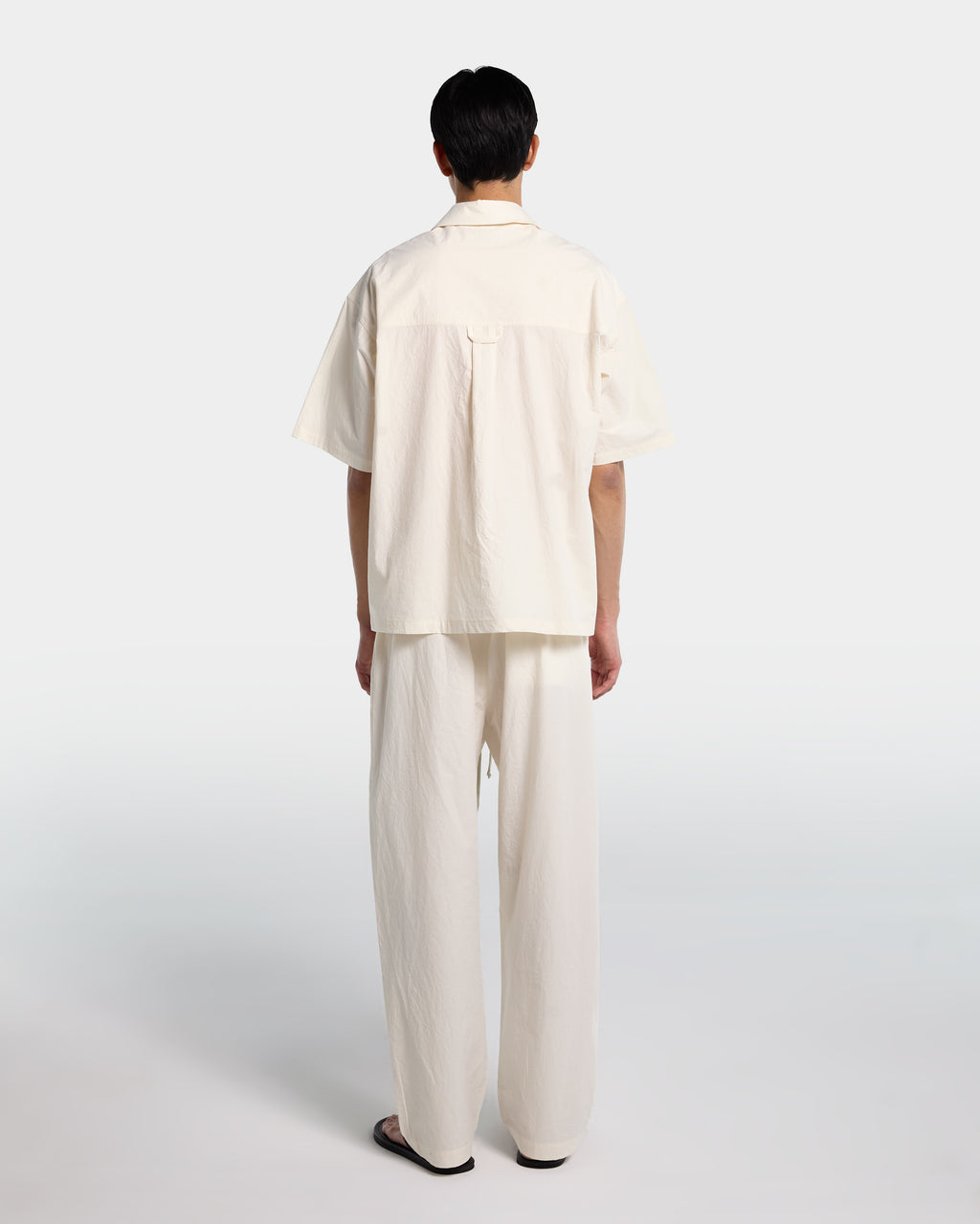 Pantalone loose fit in popeline di cotone panna