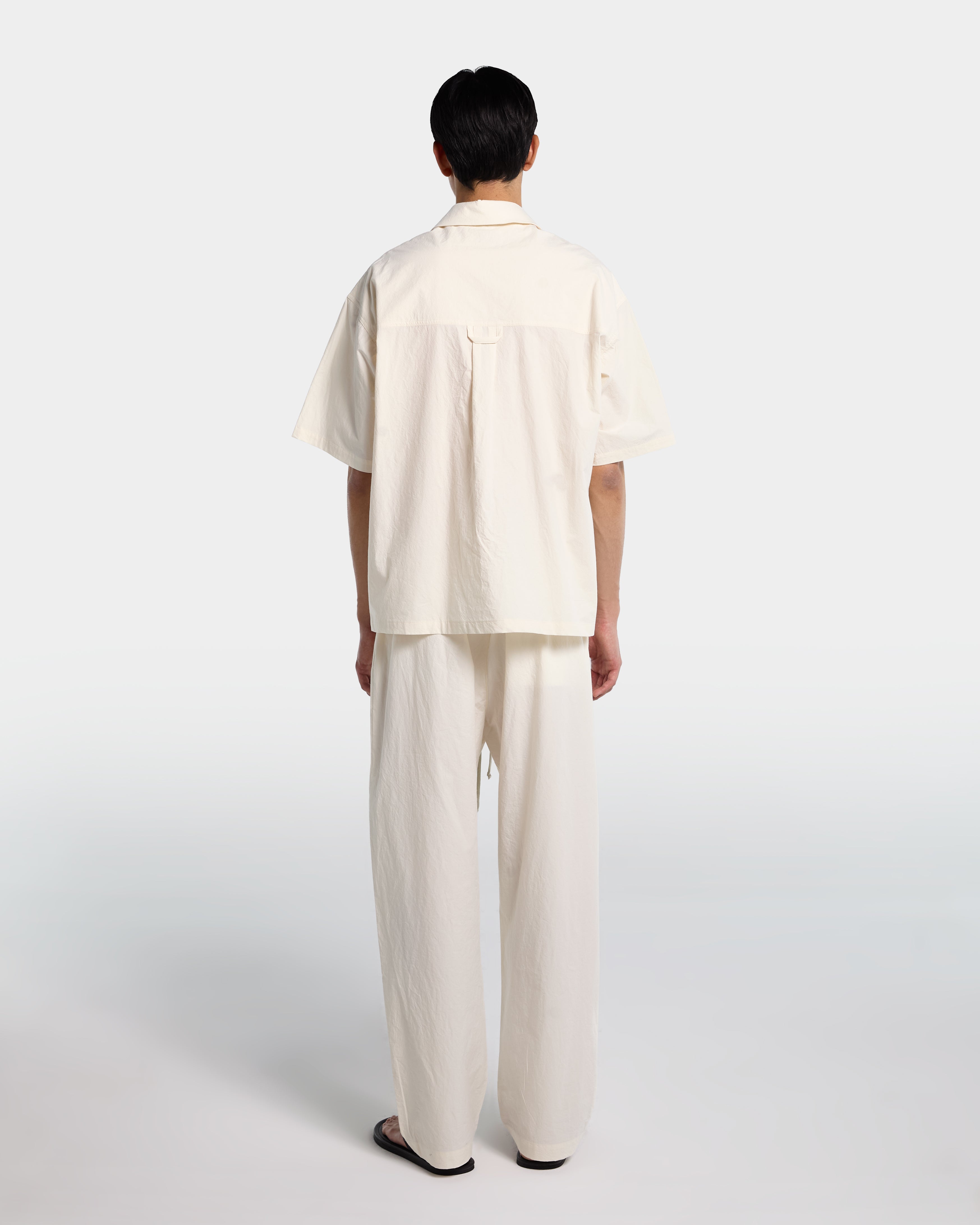 Pantalone loose fit in popeline di cotone panna