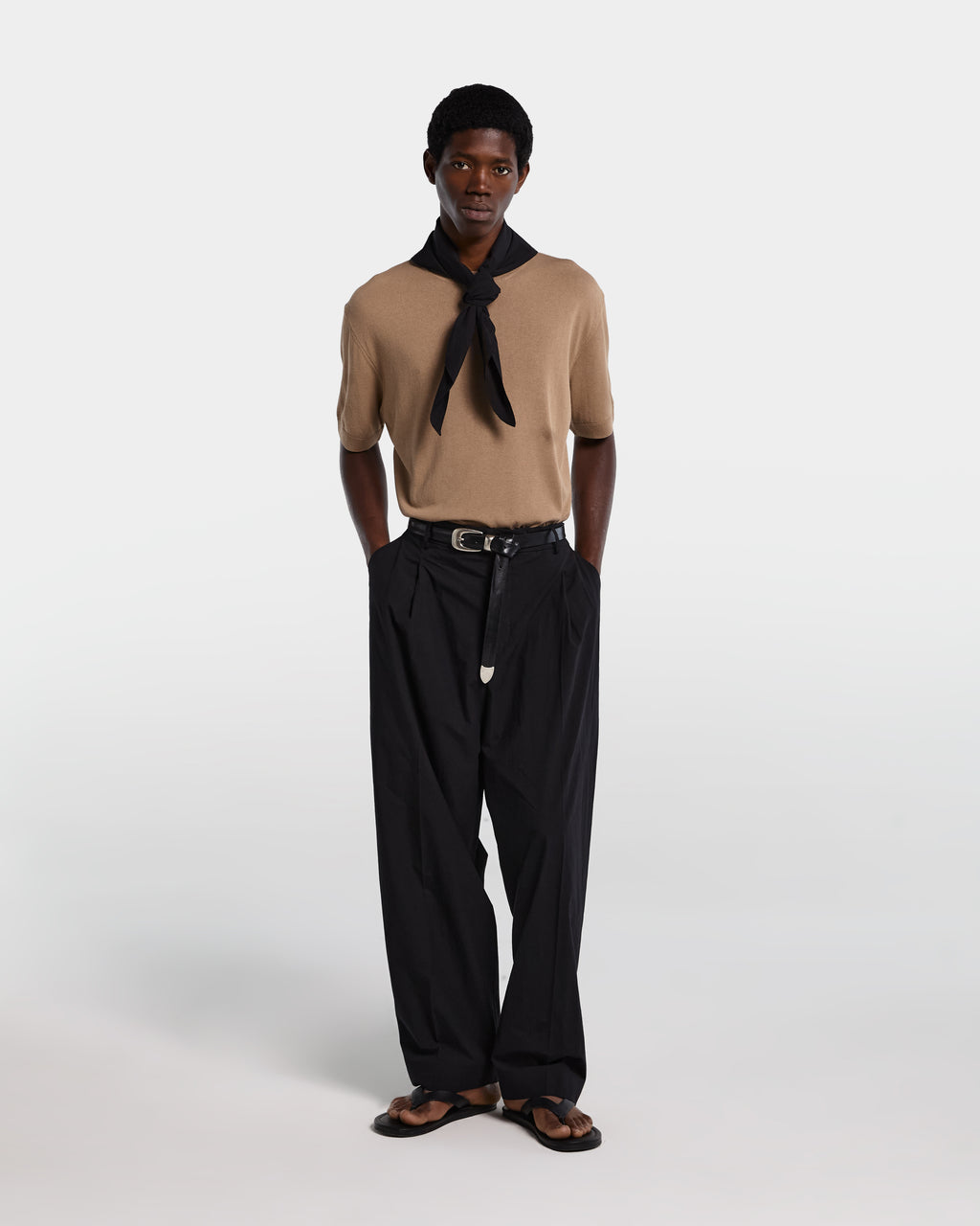 T-shirt in viscosa color cammello