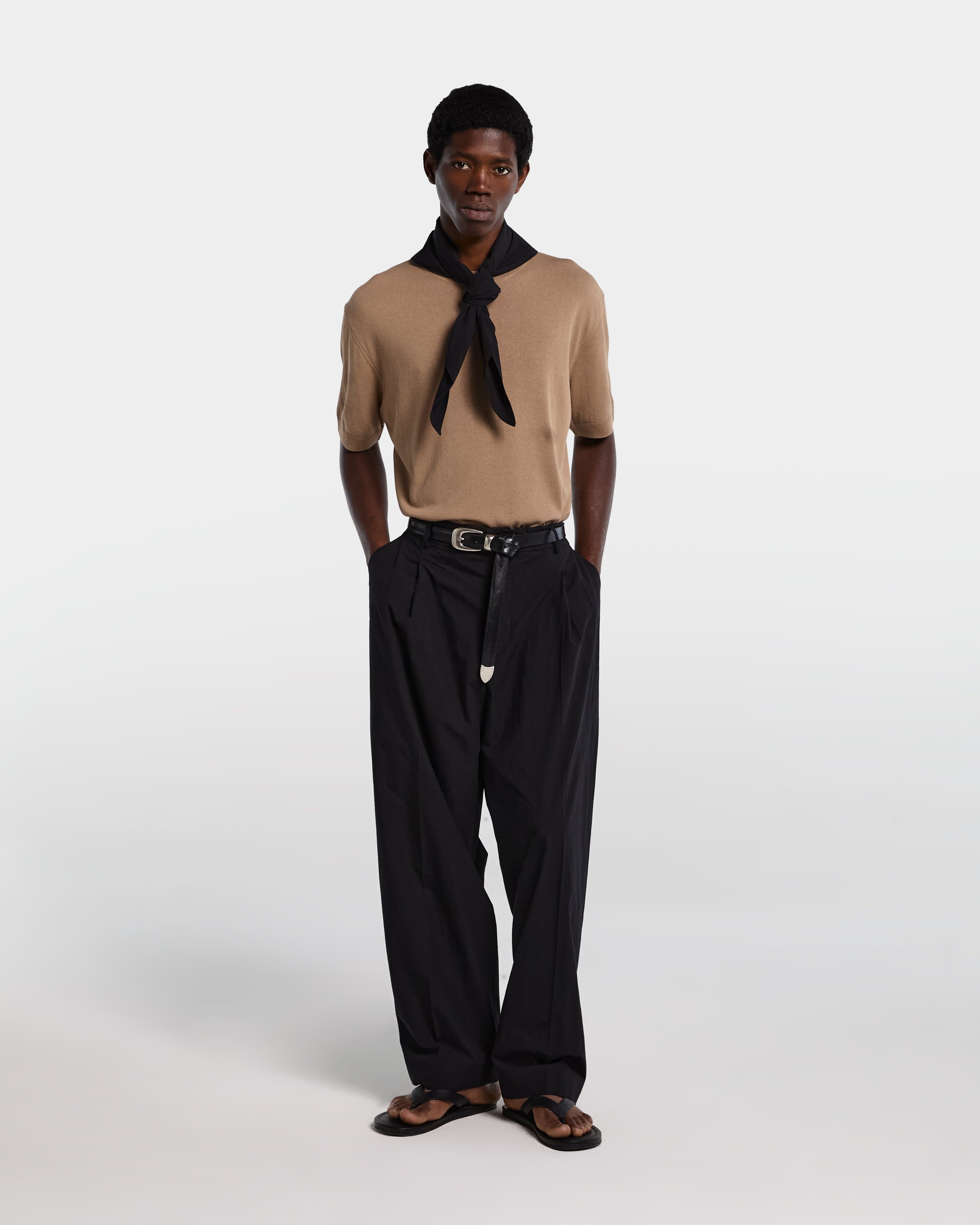 T-shirt in viscosa color cammello