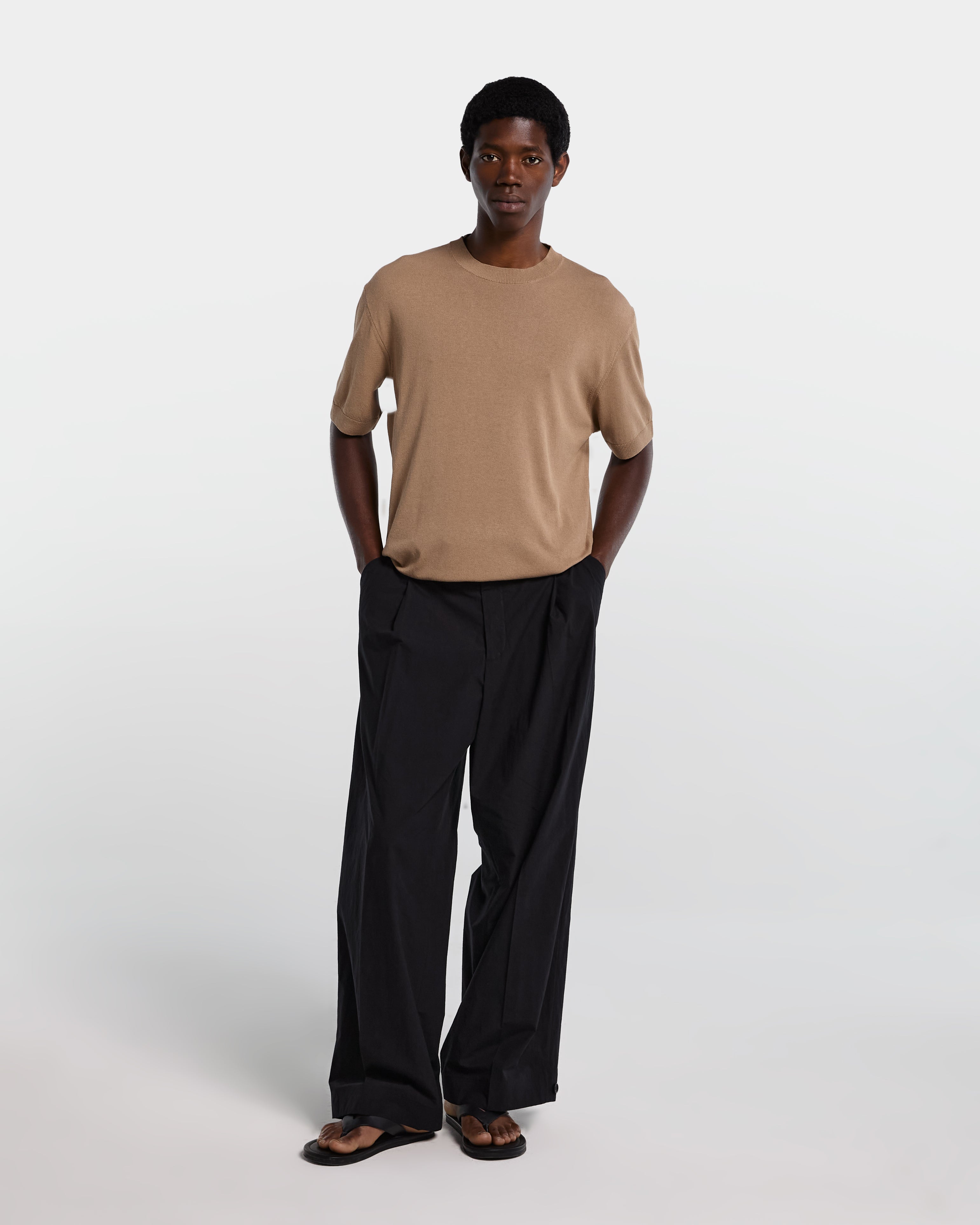 Pantalone in popeline di cotone nero