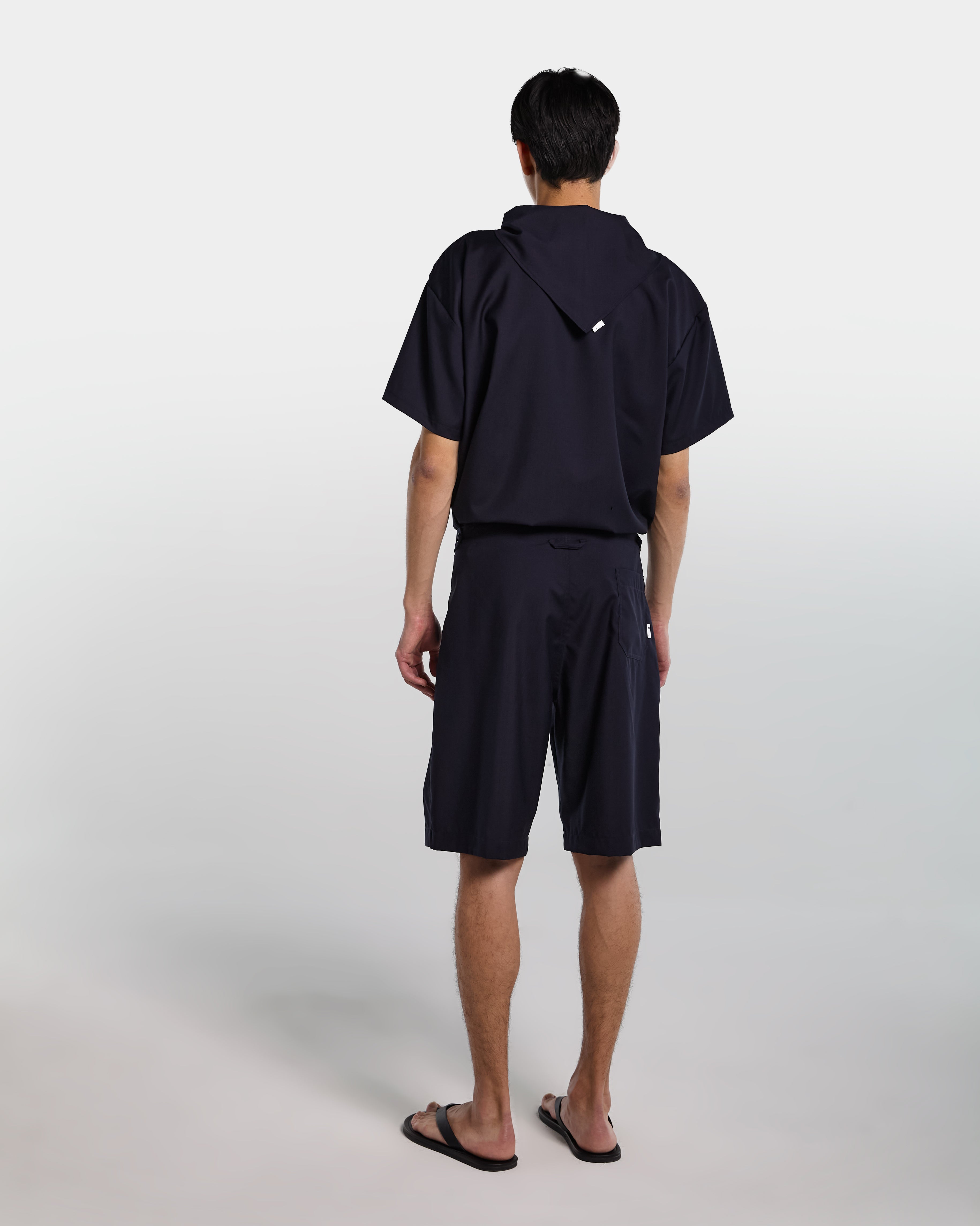 Bermuda baggy in frescolana blu navy