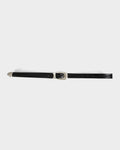Cintura in pelle nera con fibbia in metallo - Houston Belt