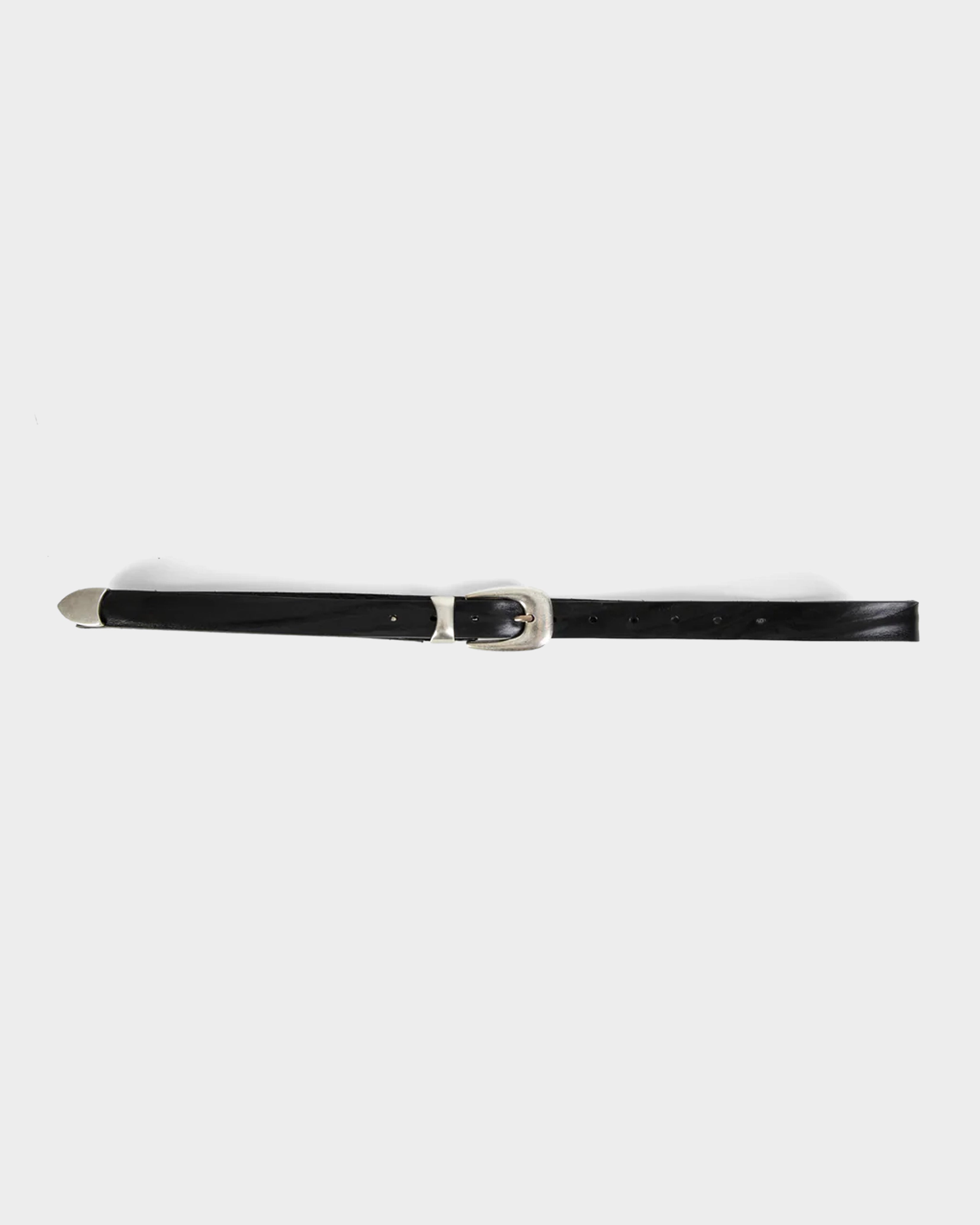 Cintura in pelle nera con fibbia in metallo - Houston Belt