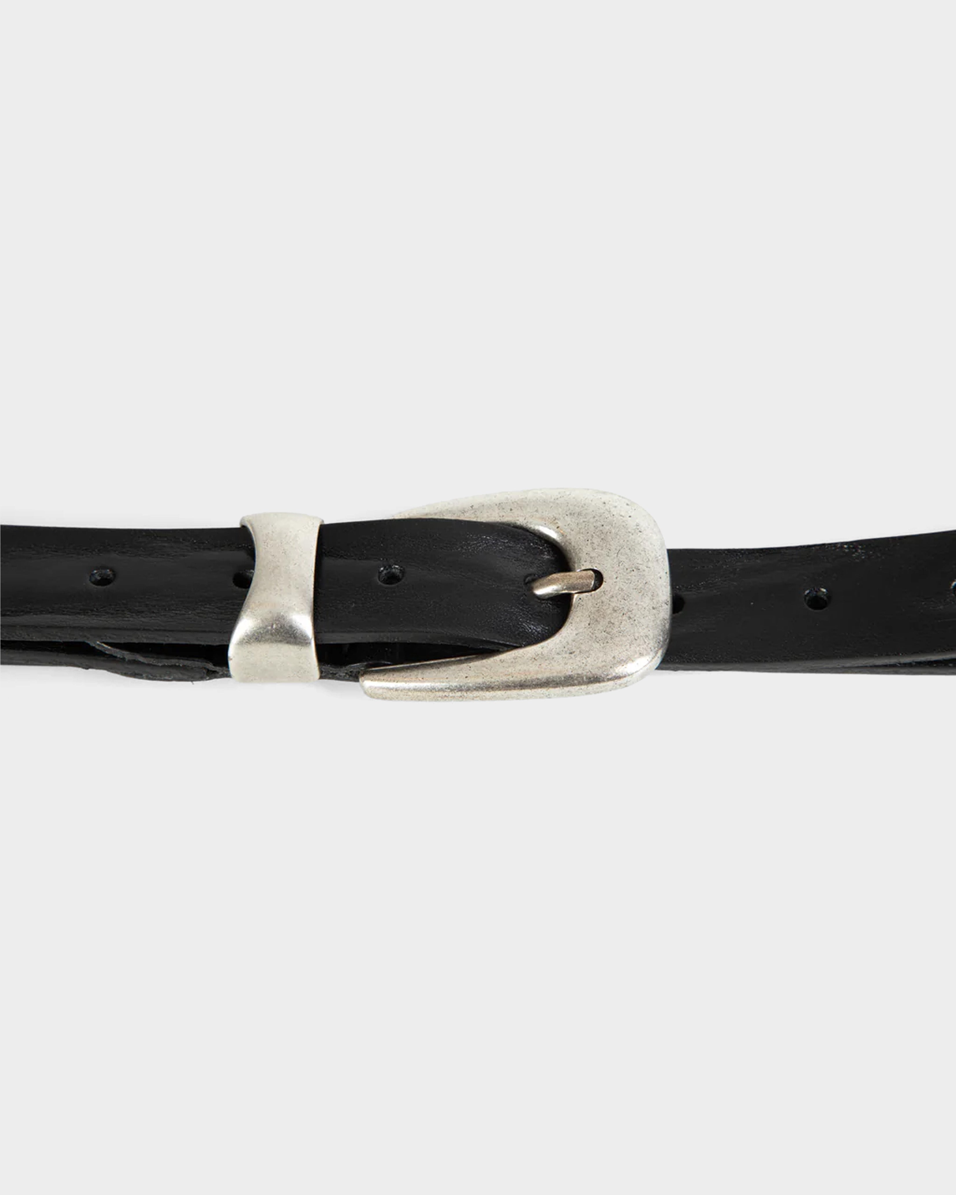 Cintura in pelle nera con fibbia in metallo - Houston Belt