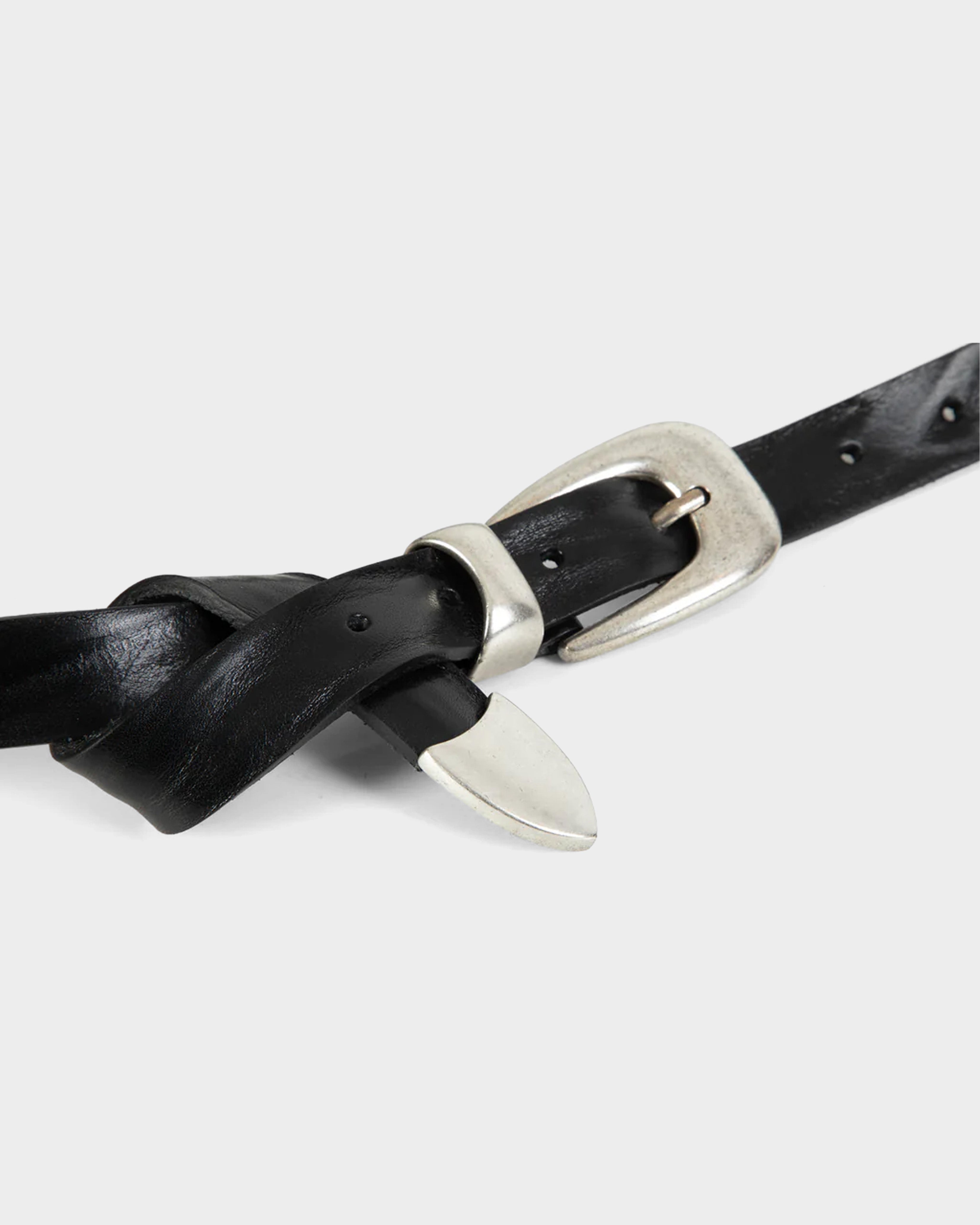 Cintura in pelle nera con fibbia in metallo - Houston Belt