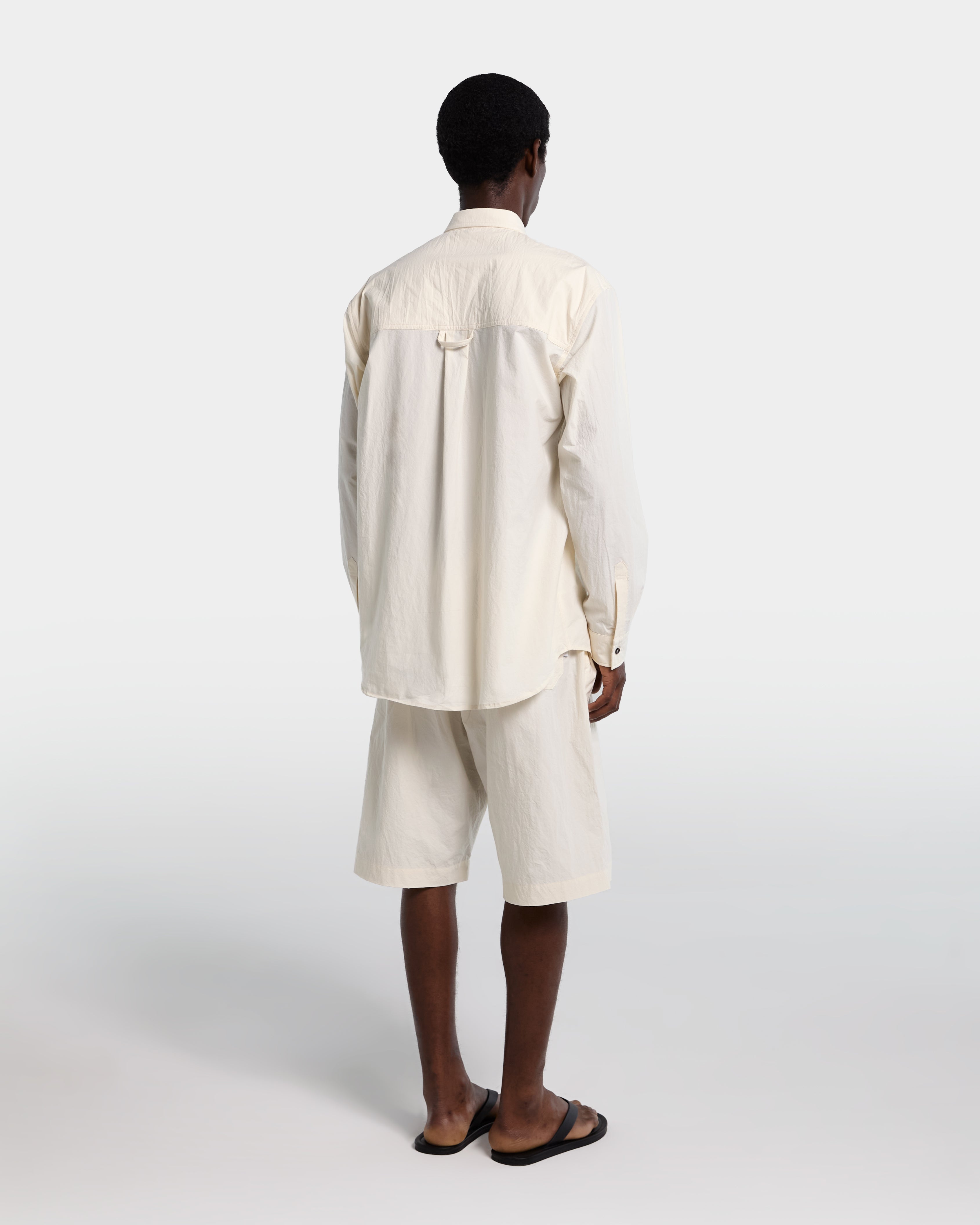 CHEST CUT OVERSHIRT-Panna