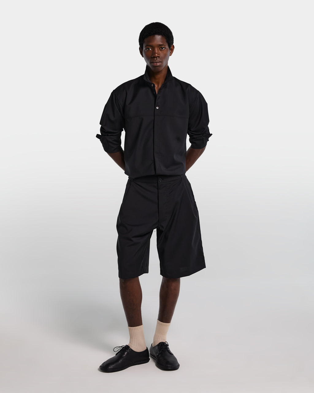 Bermuda baggy in frescolana nero