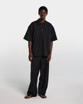 Camicia nera in frescolana con zip