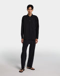 Overshirt nera in popeline di cotone