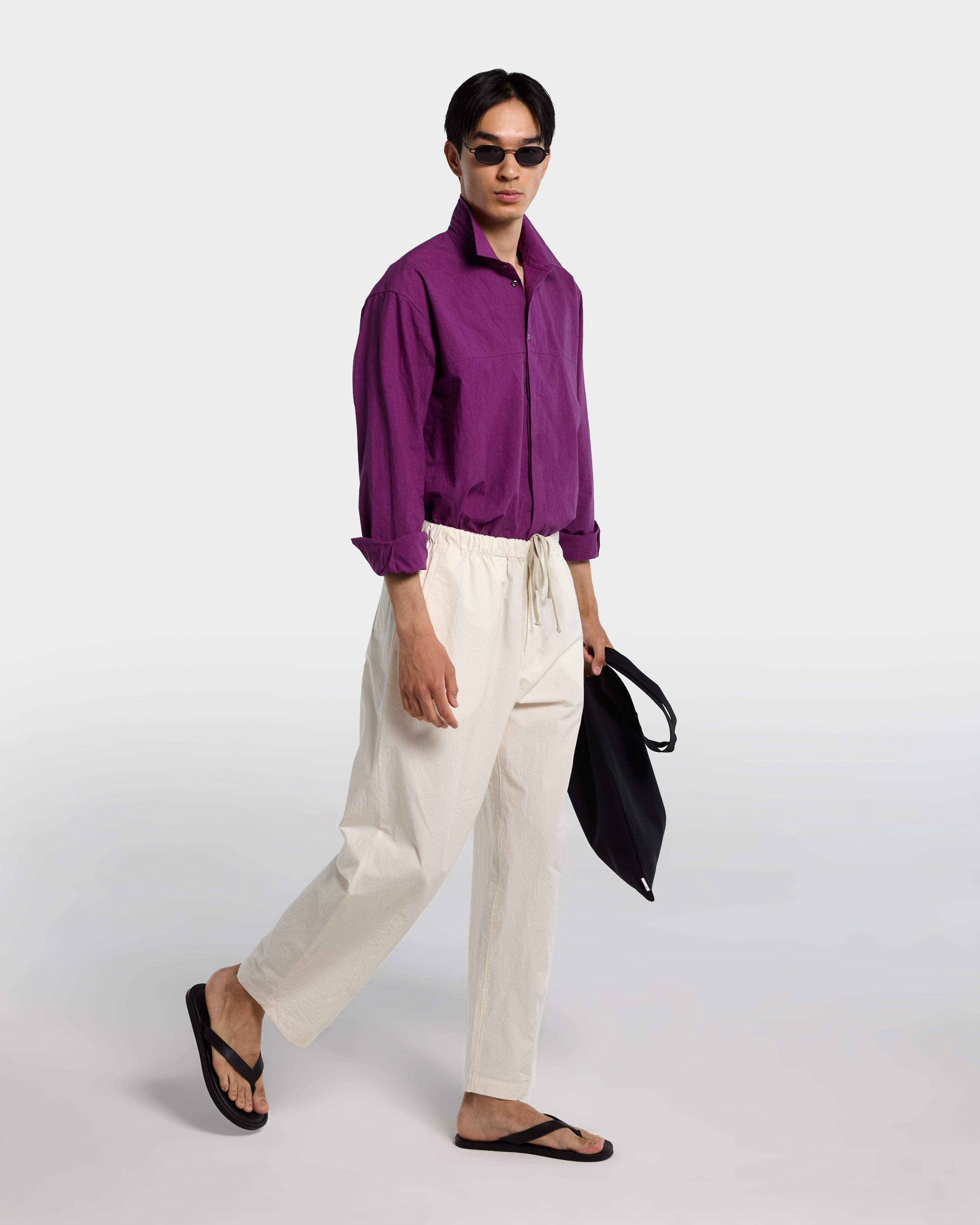 Overshirt in popeline di cotone color ciclamino