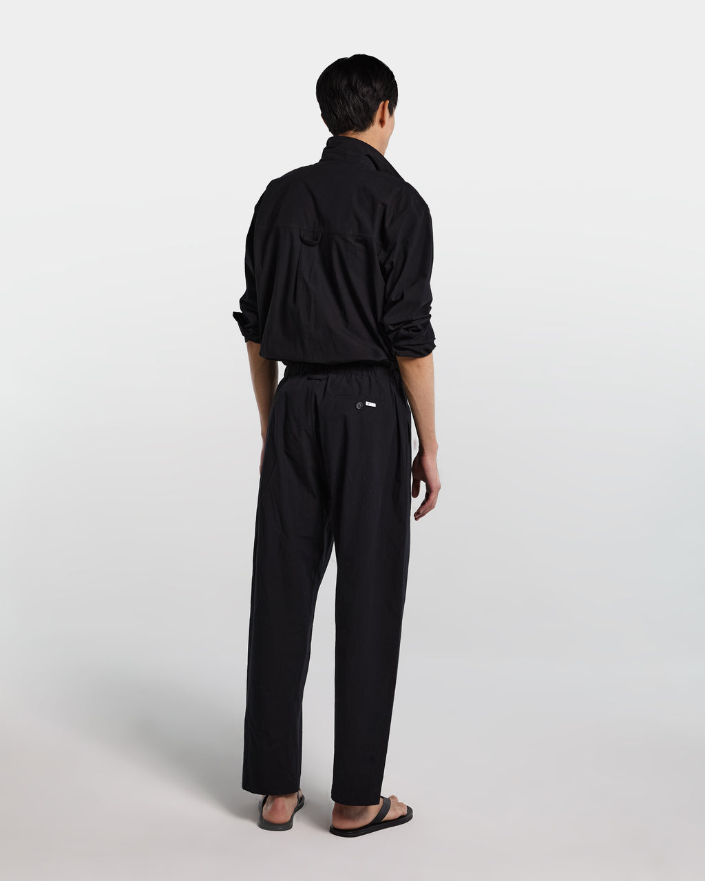Pantalone loose fit in popeline di cotone nero