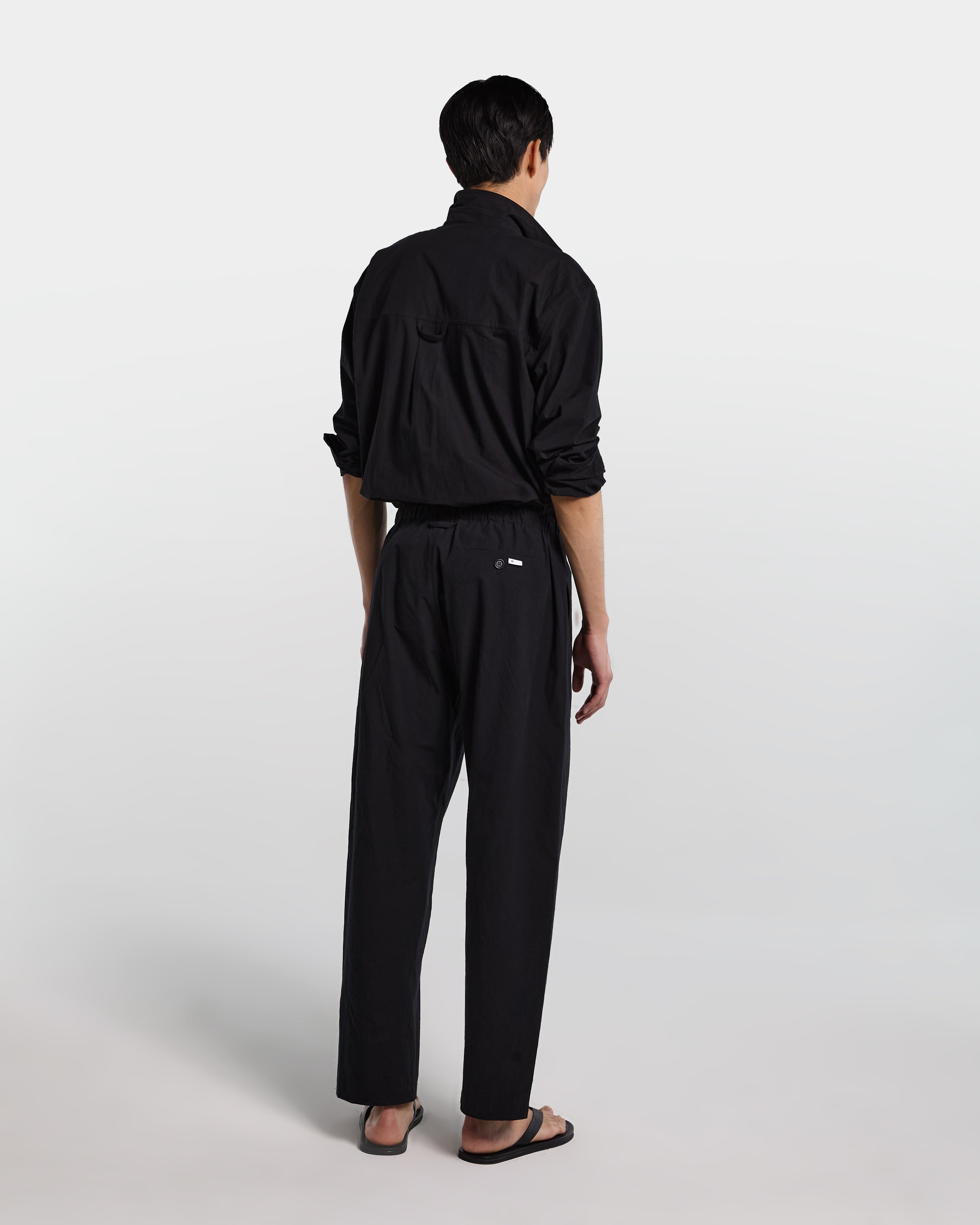Pantalone loose fit in popeline di cotone nero