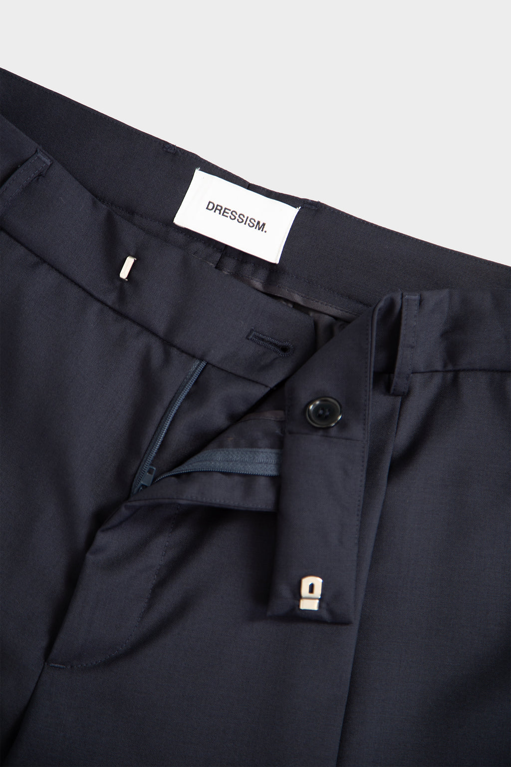Pantalone blu navy in frescolana con vita regolabile