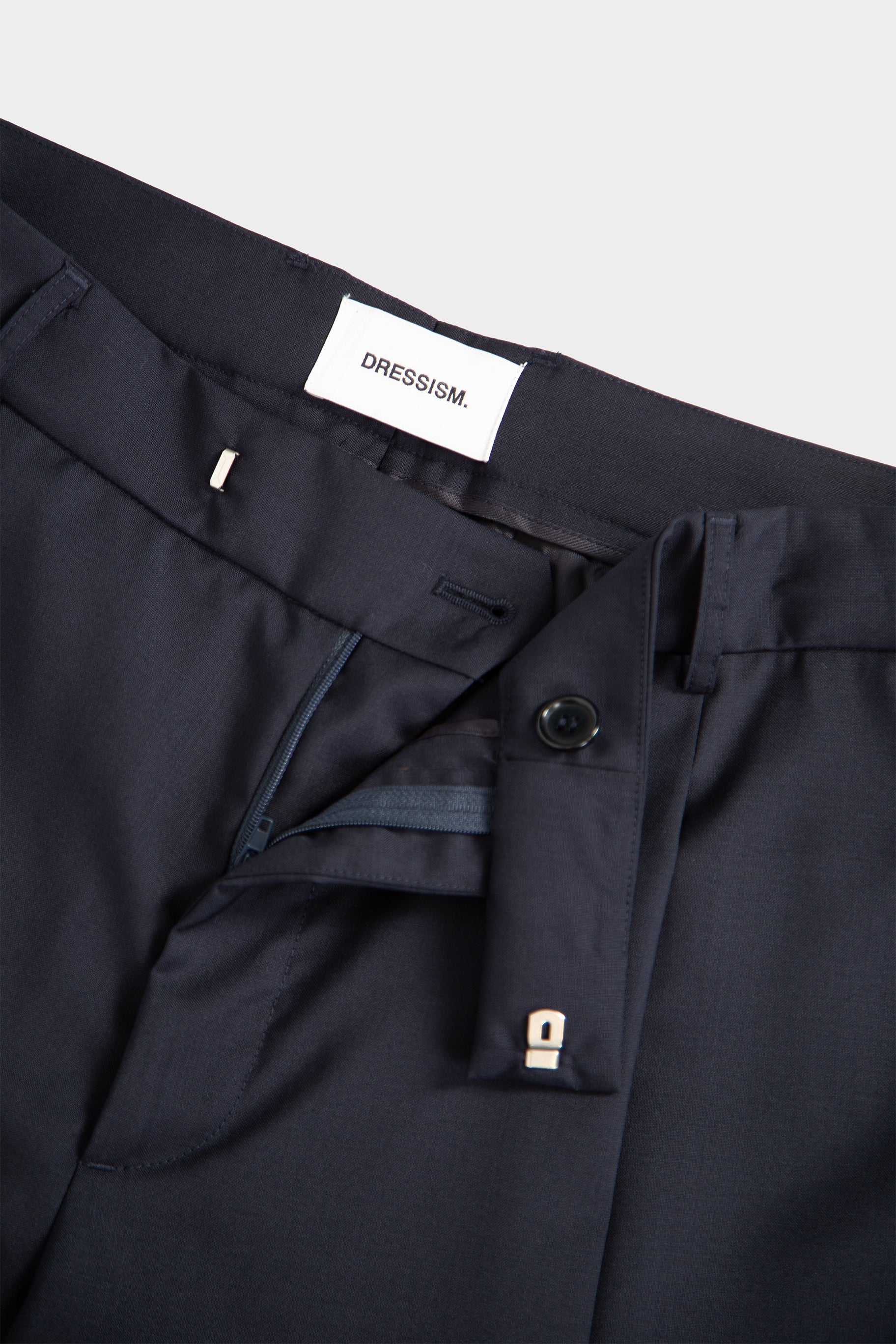 Pantalone blu navy in frescolana con vita regolabile
