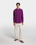 Overshirt in popeline di cotone color ciclamino