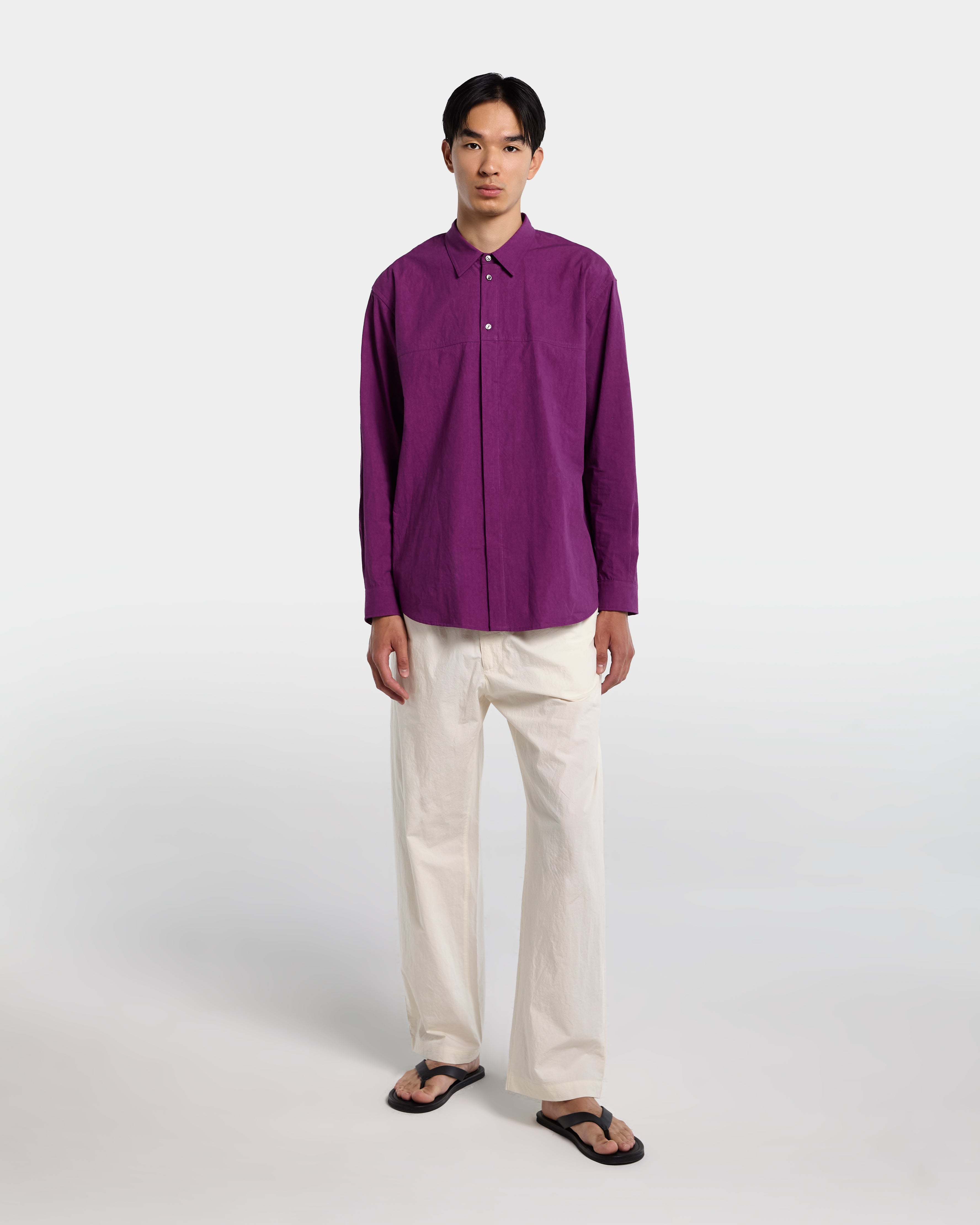 Overshirt in popeline di cotone color ciclamino