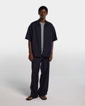 Camicia in frescolana blu navy con zip