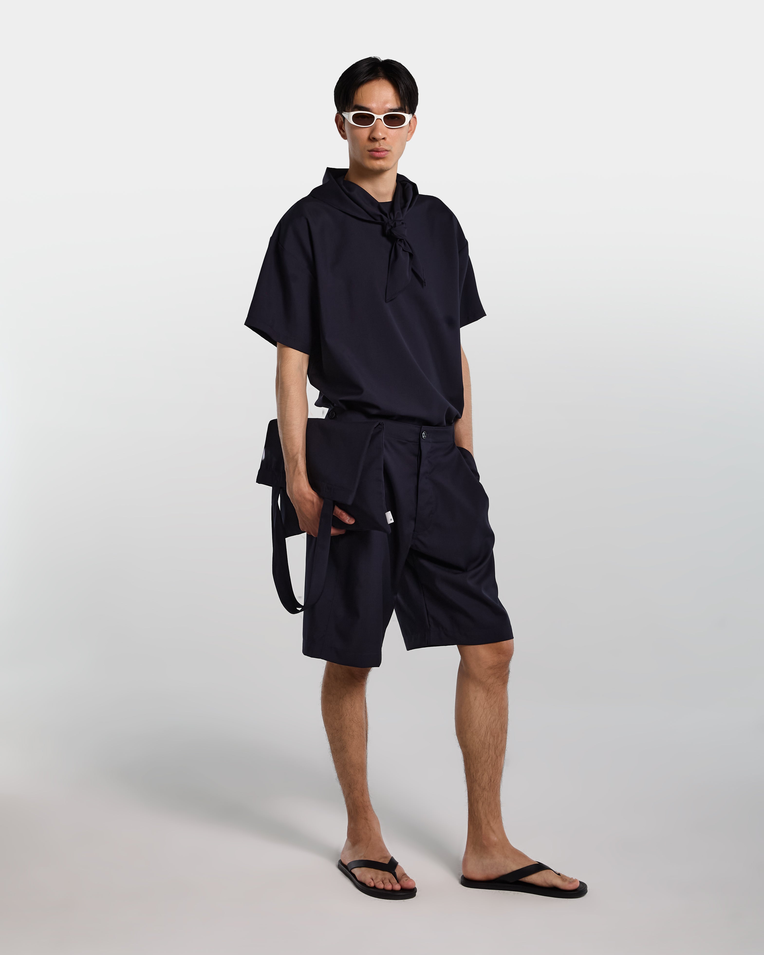 Bermuda baggy in frescolana blu navy