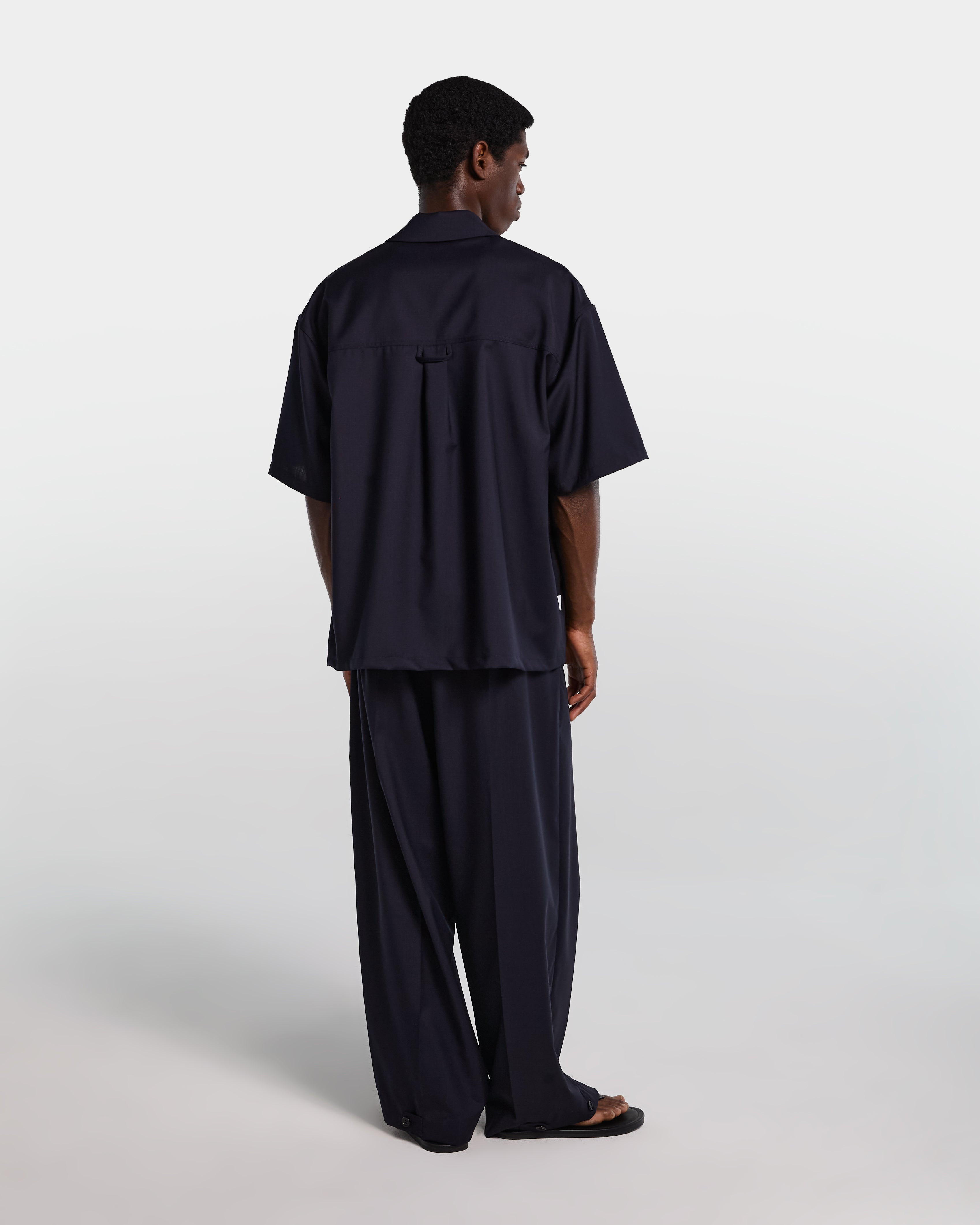 Camicia in frescolana blu navy con zip