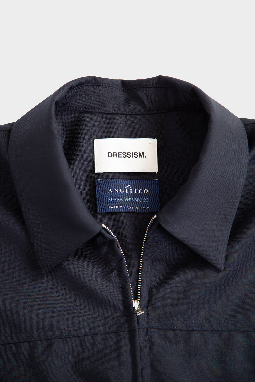 Camicia in frescolana blu navy con zip