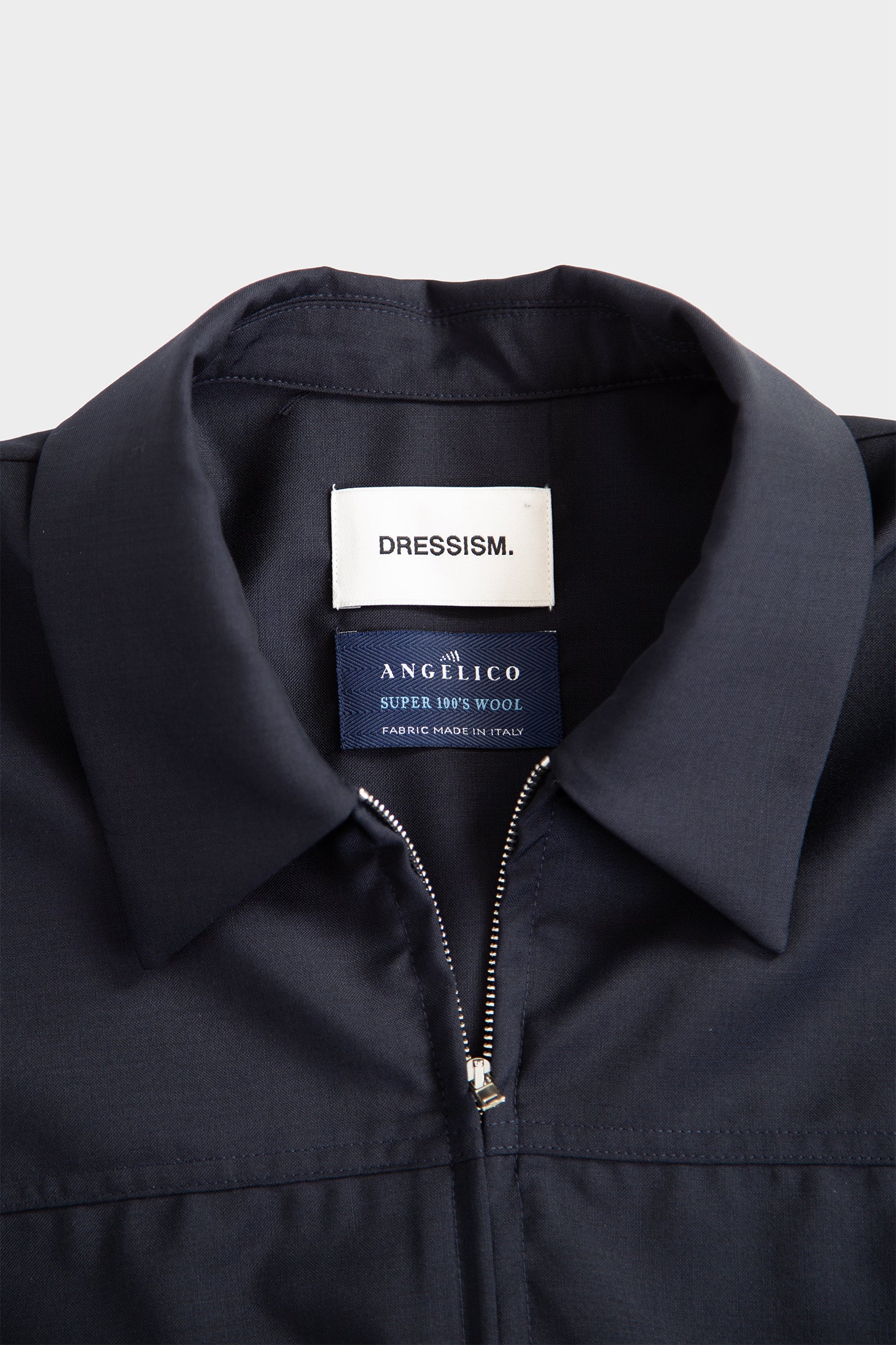 Camicia in frescolana blu navy con zip